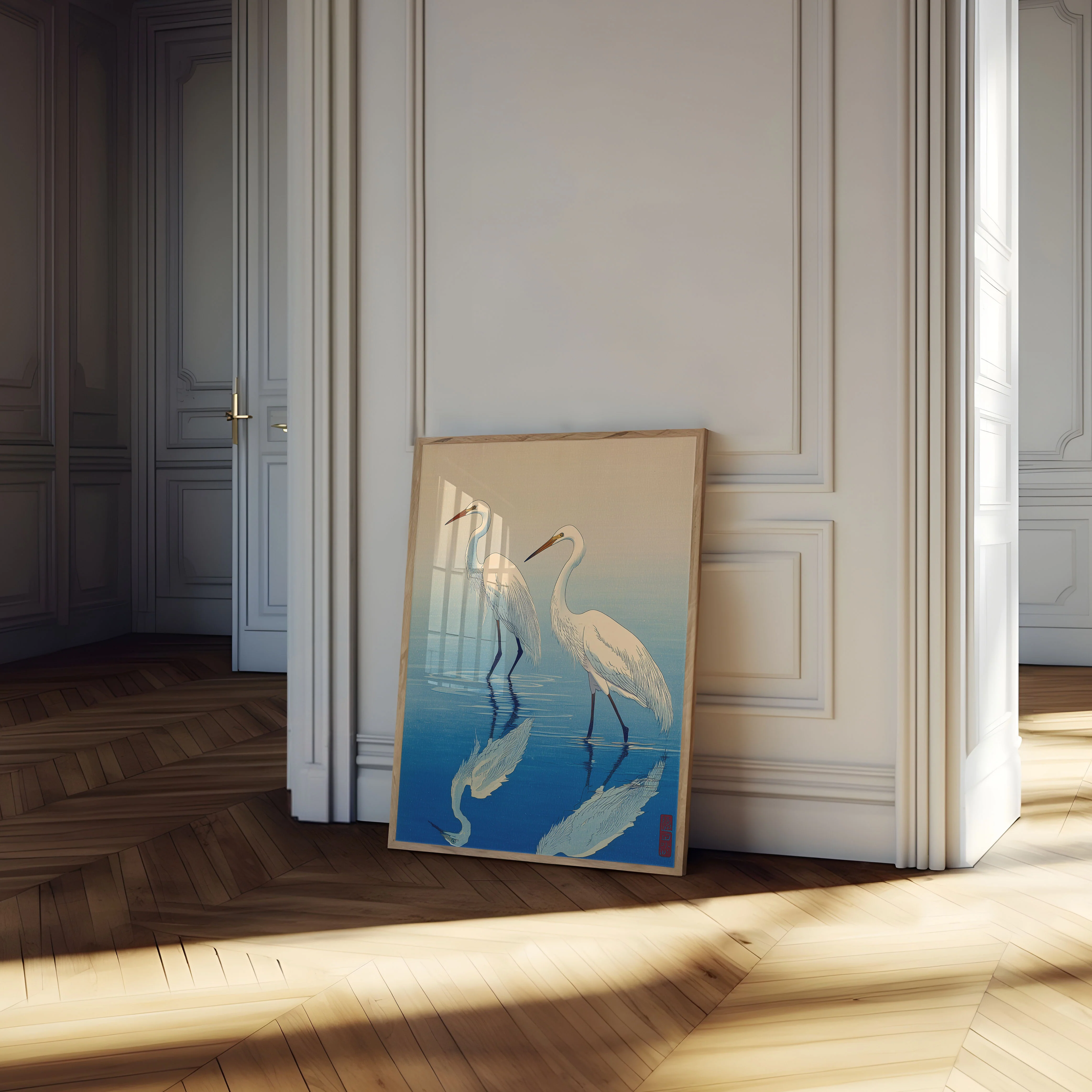 Graceful Herons in Water Poster - Image 4