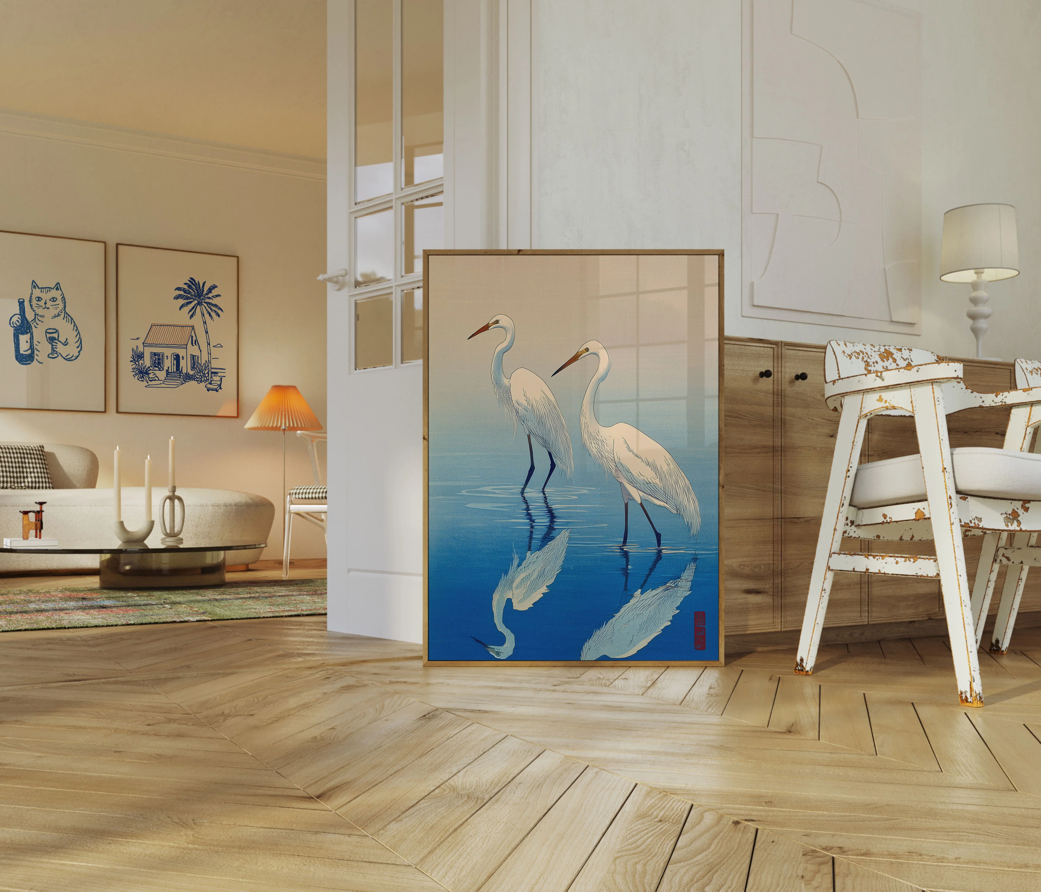 Graceful Herons in Water Poster - Image 5