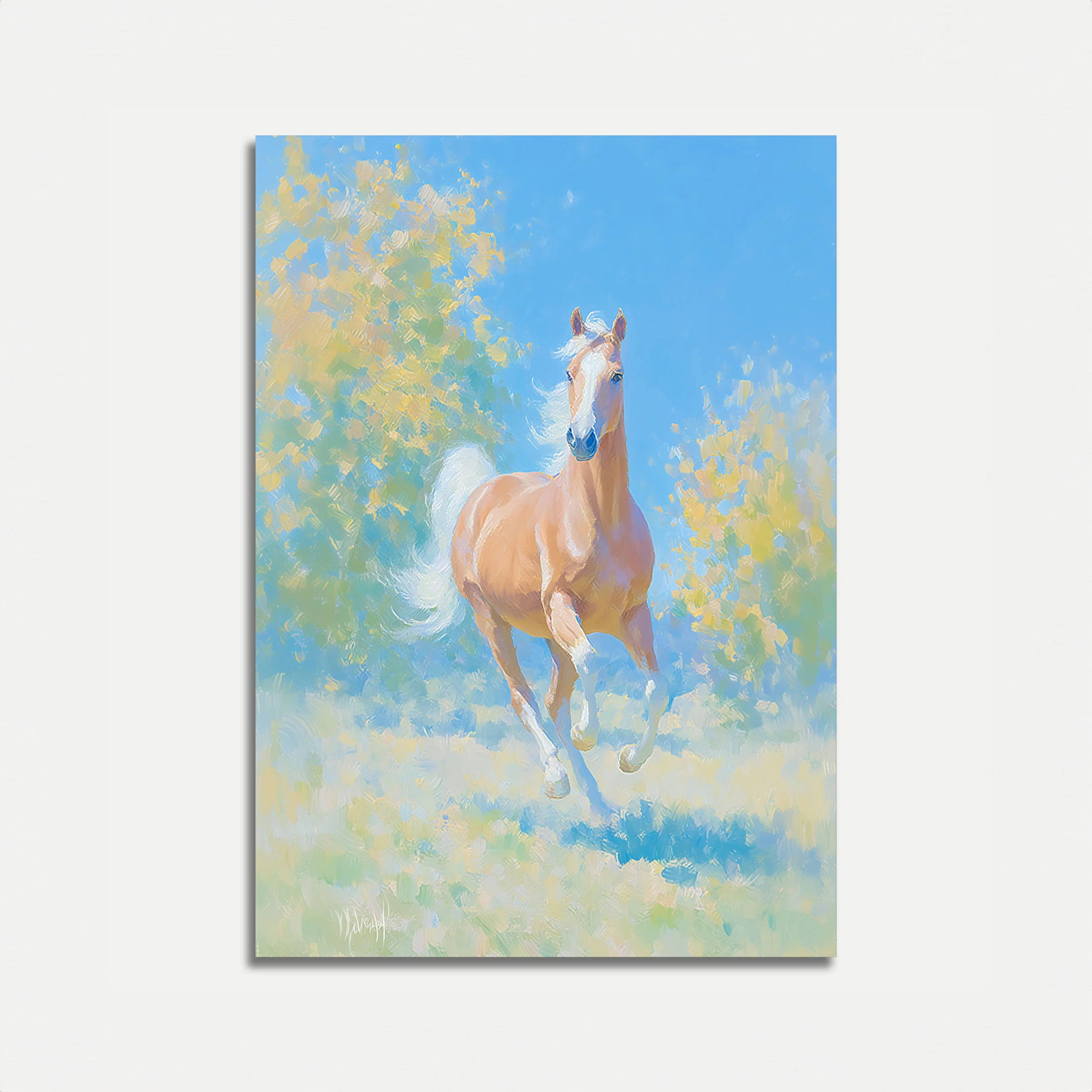 Graceful Horse in Pastel Meadow Poster