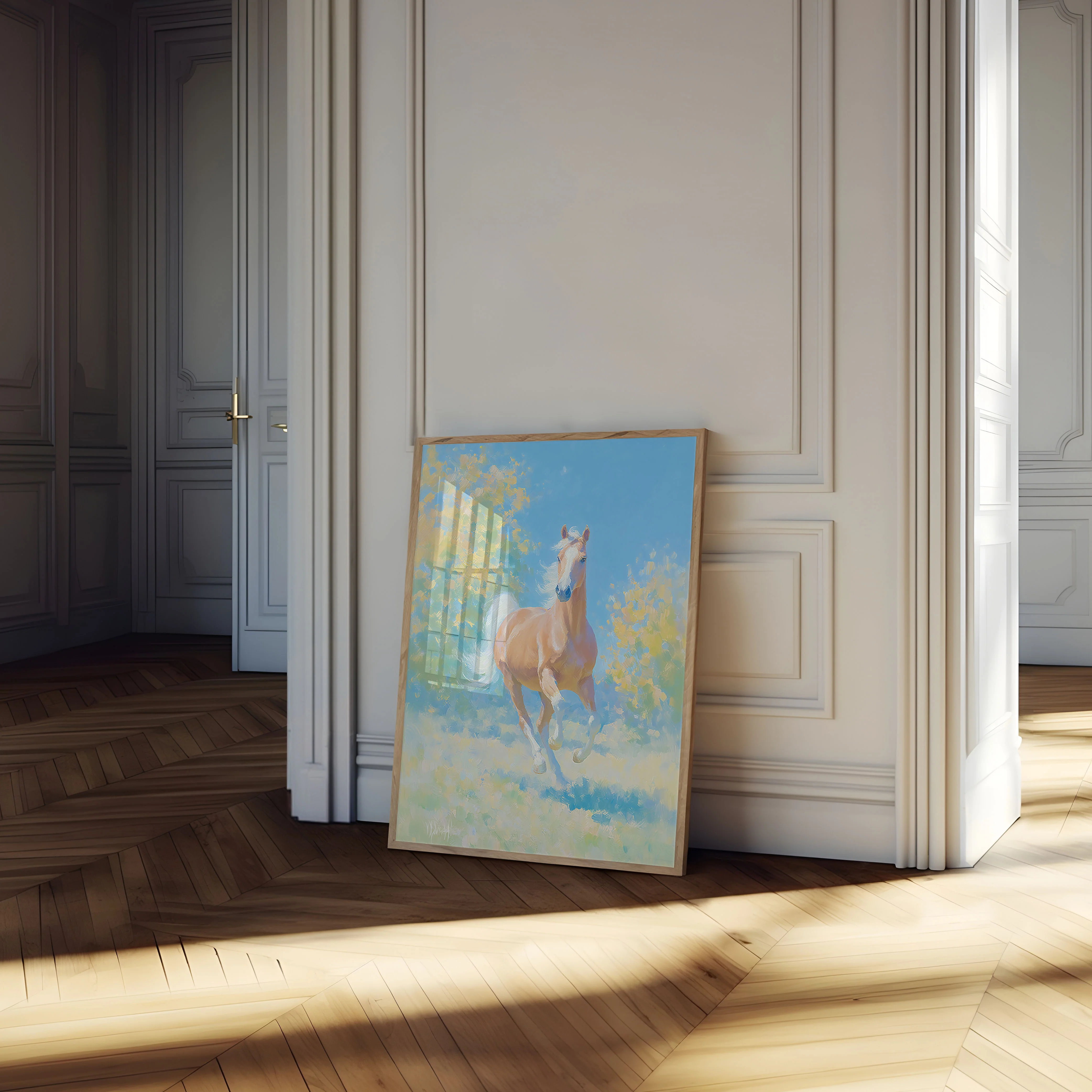 Graceful Horse in Pastel Meadow Poster - Image 4