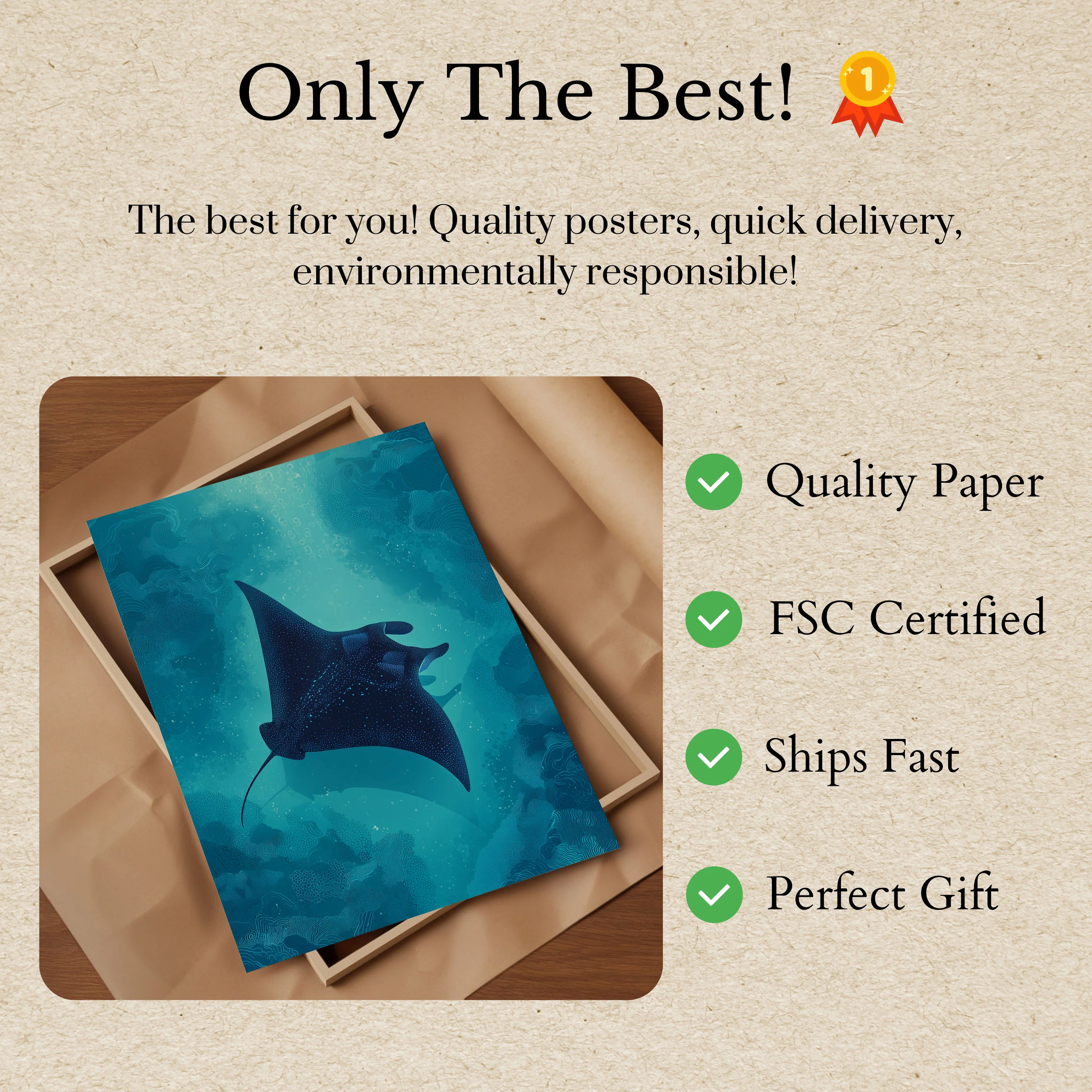 Graceful Manta Ray Ocean Poster - Image 3