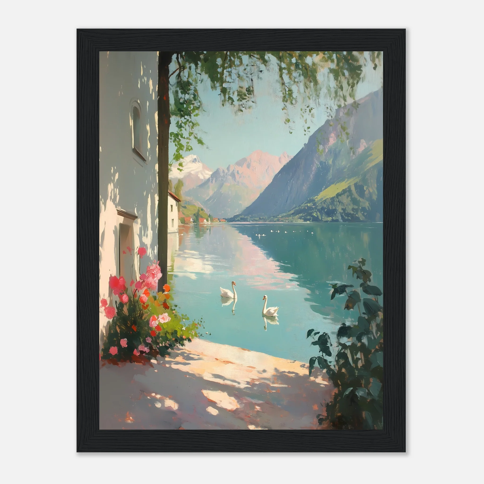 Graceful Swans in Alpine Serenity - Image 15