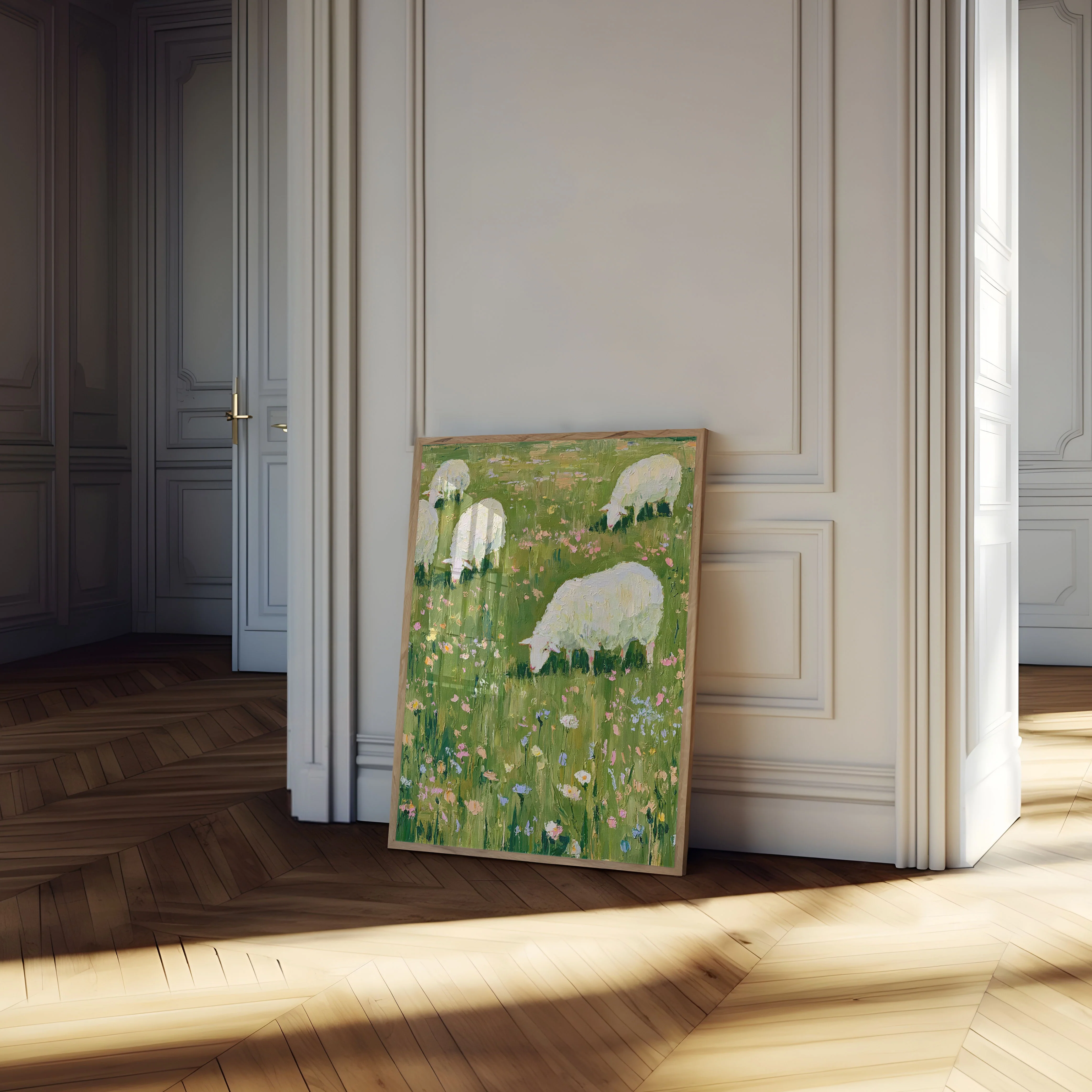Grazing Sheep in Wildflower Meadow Poster - Image 4