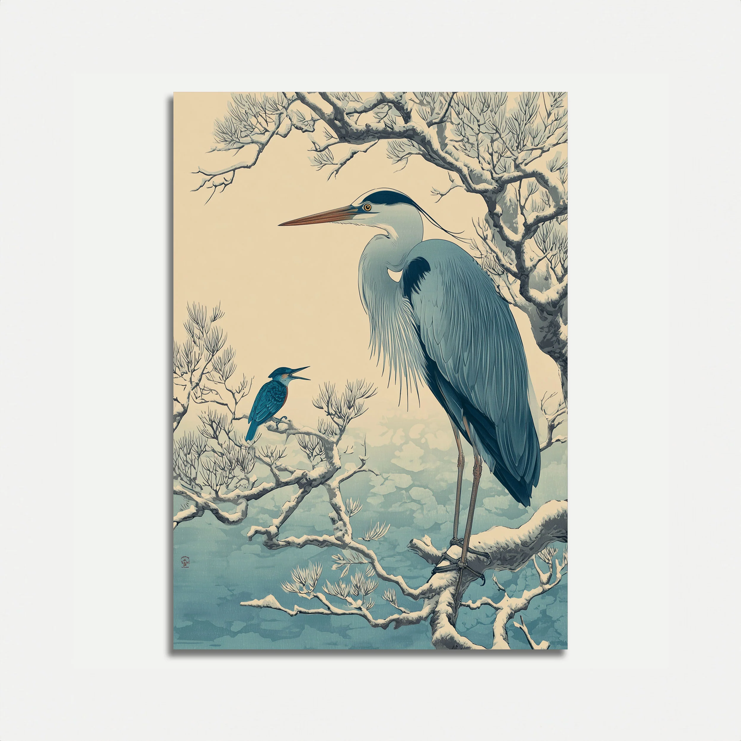 Great Blue Heron Winter Poster