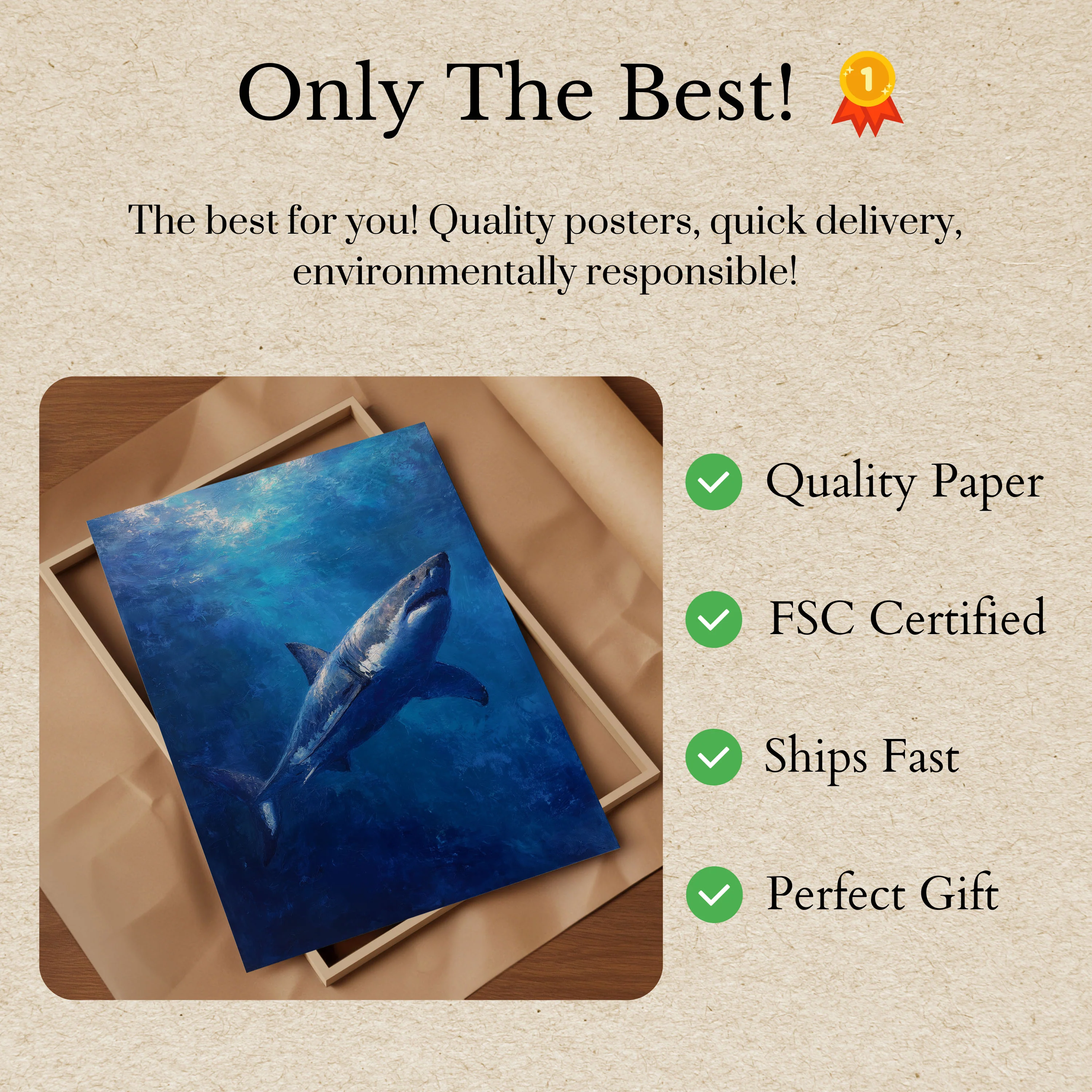 Great White Majesty Ocean Poster - Image 3