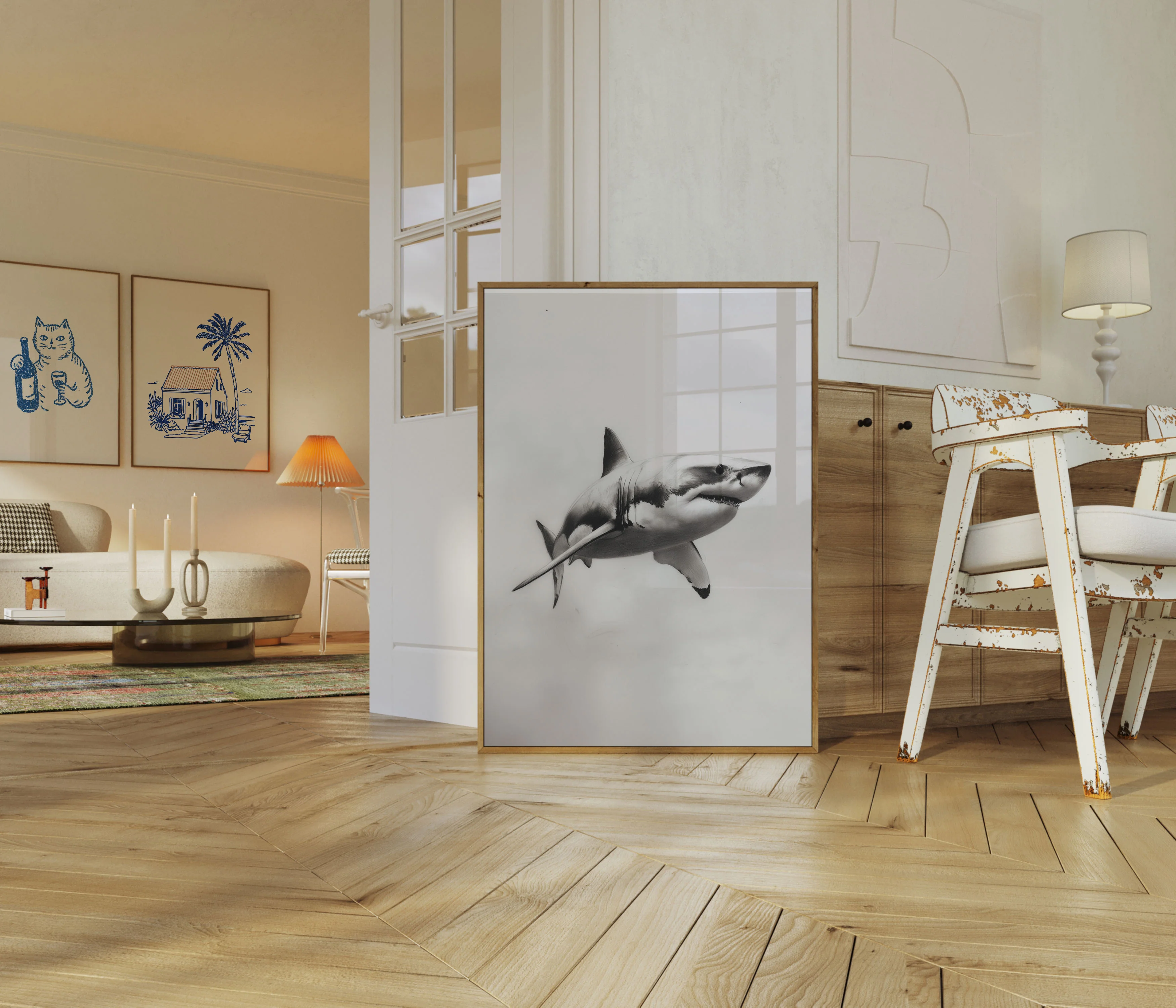 Great White Shark Sketch Poster - Image 5