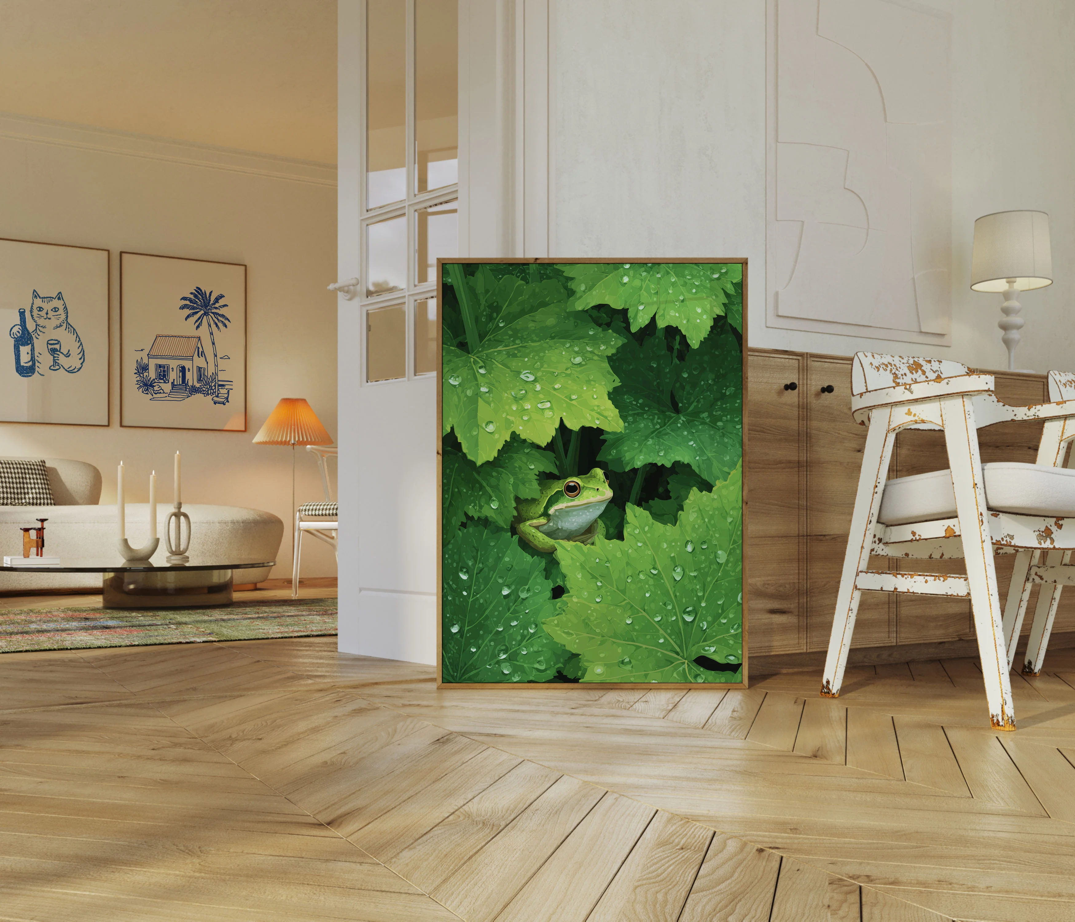 Green Frog Among Lily Pads Poster - Image 5