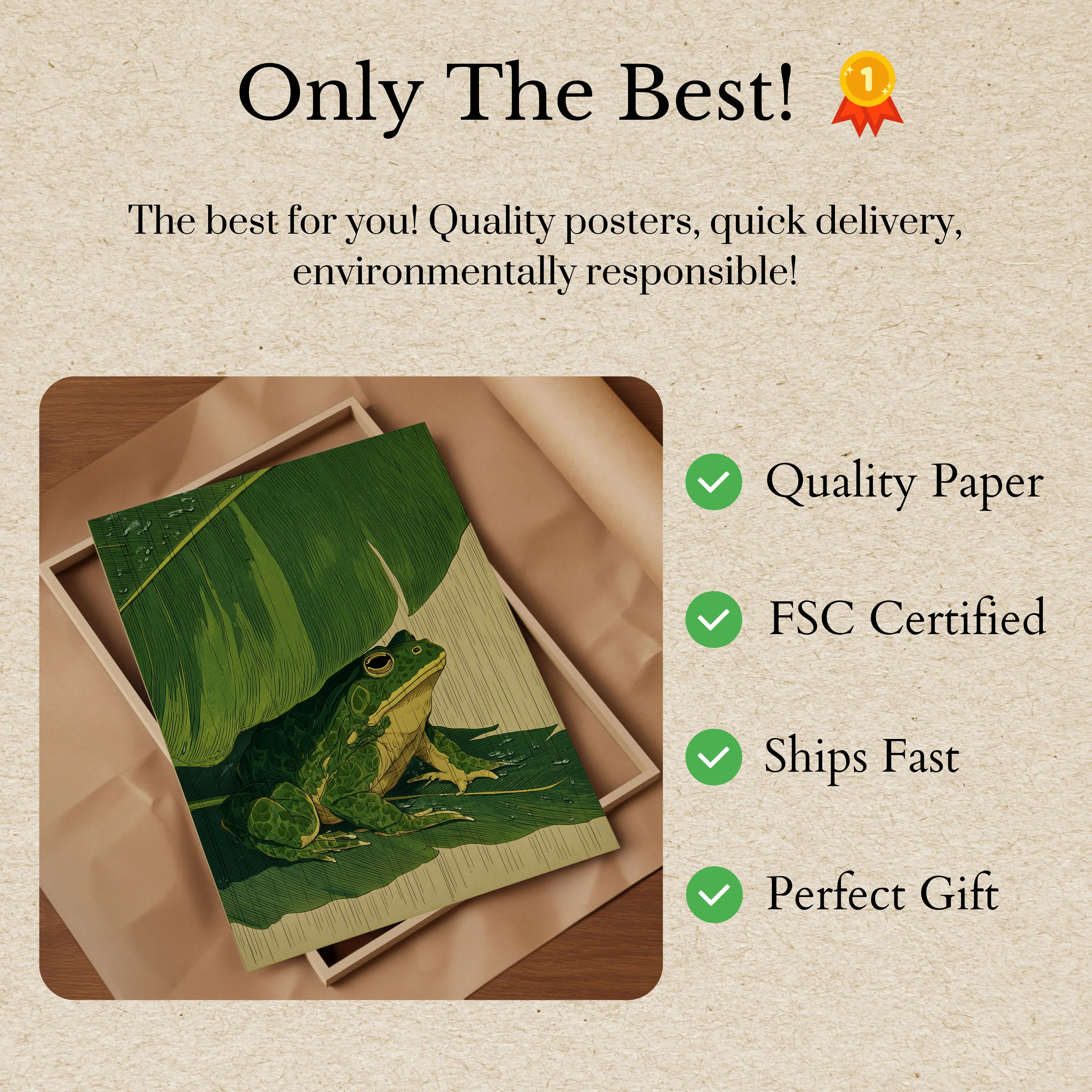 Green Frog on Leaf Poster - Image 3