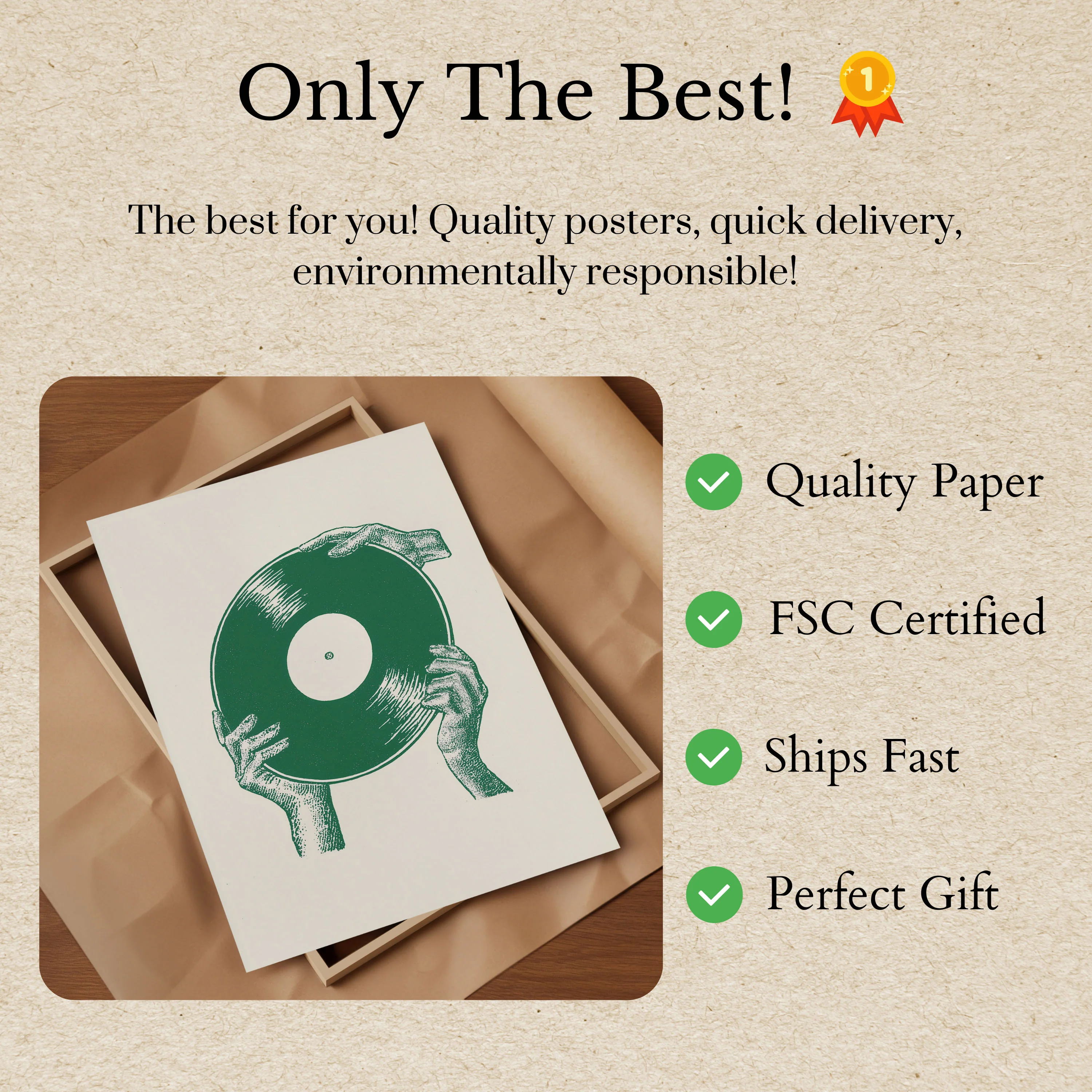 Green Vinyl Record Hands Poster - Image 3