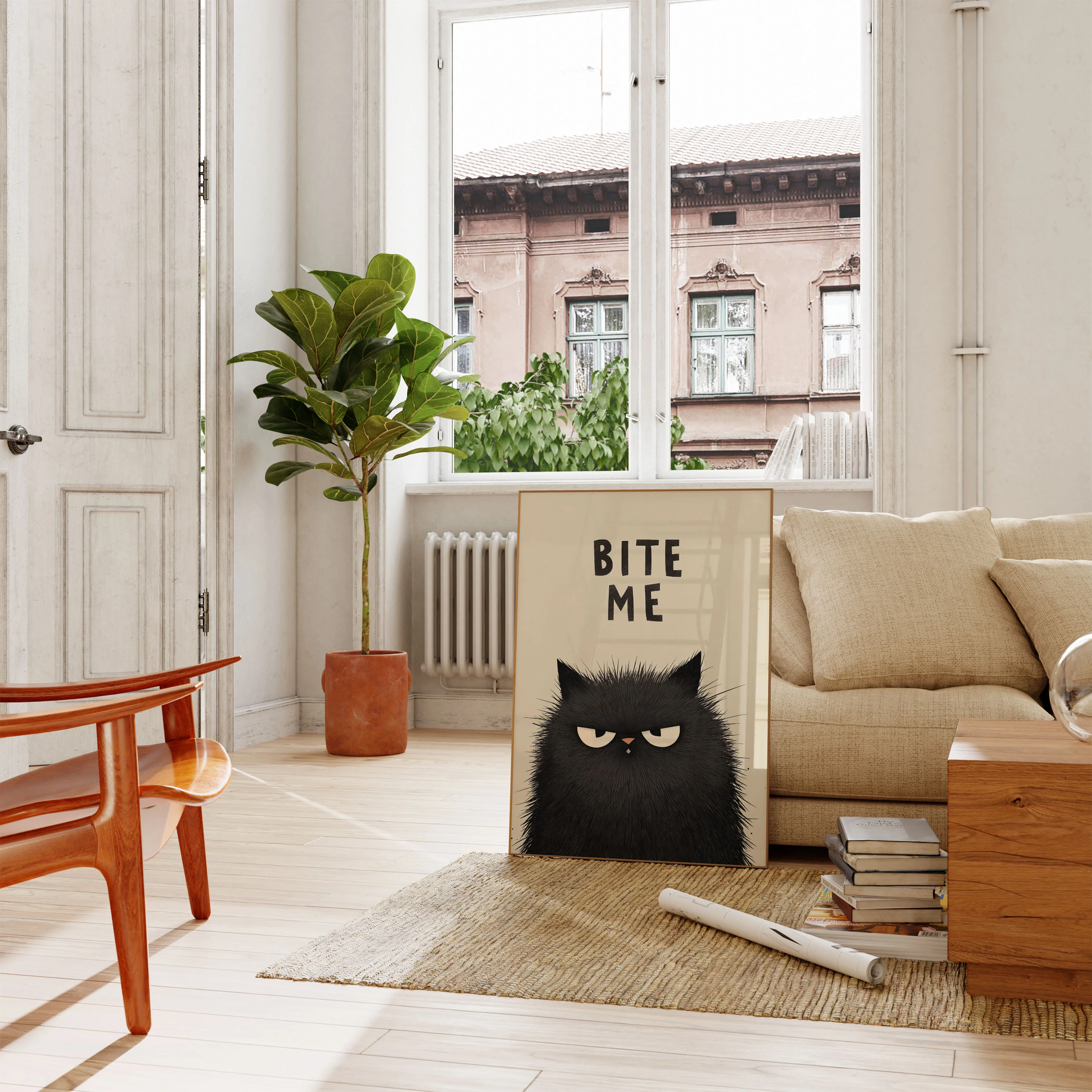 Grumpy Black Cat Bite Me Poster - Image 2
