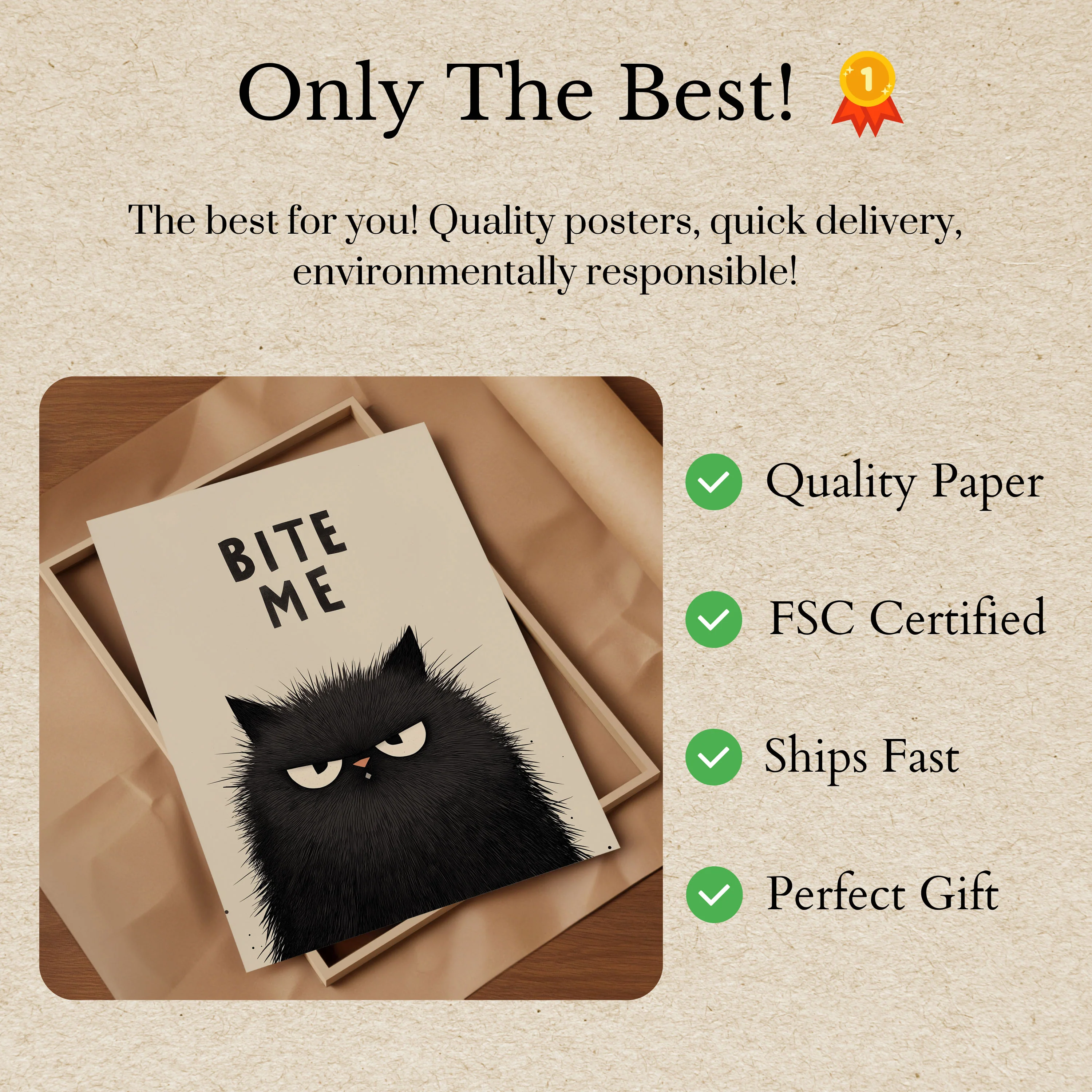 Grumpy Black Cat Bite Me Poster - Image 3