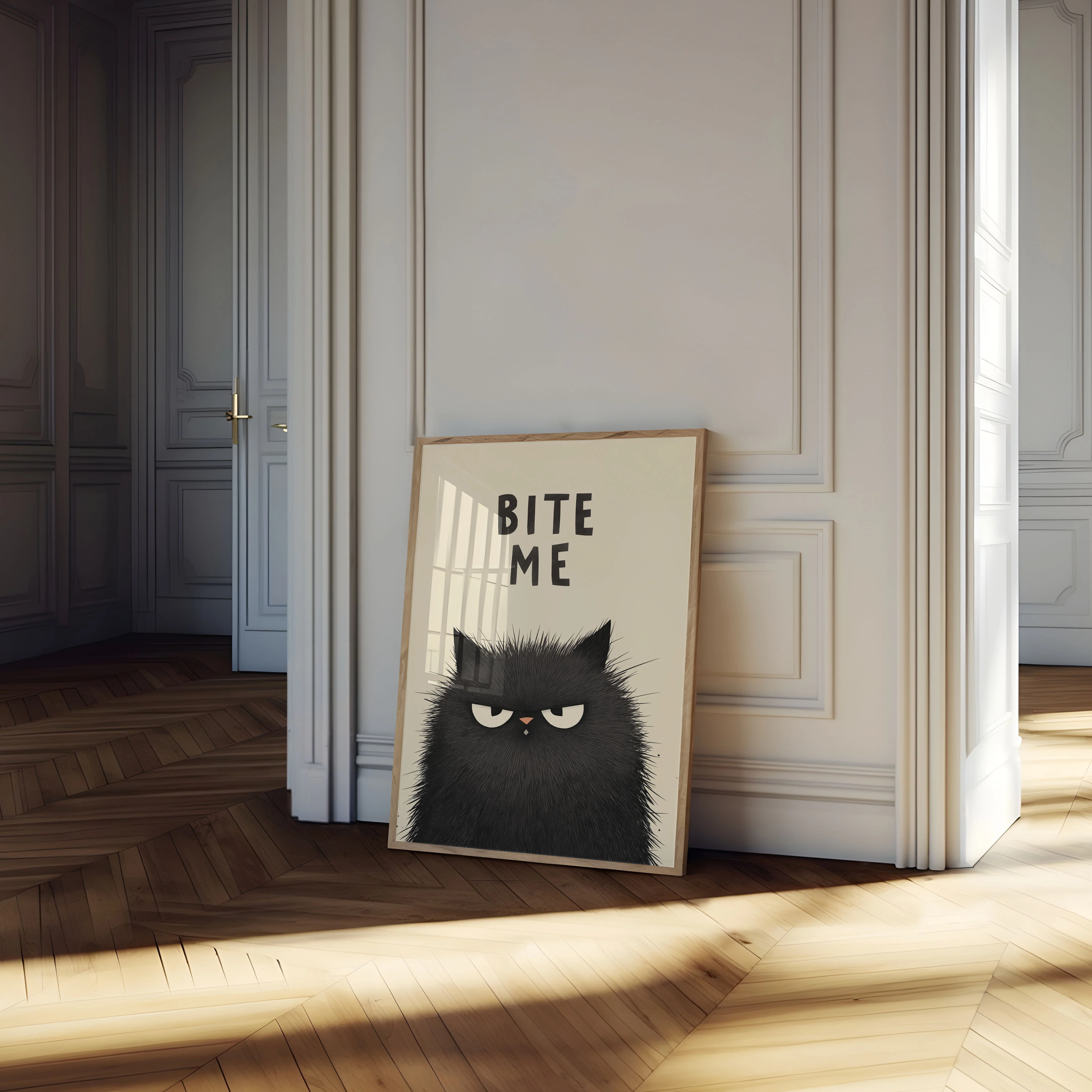 Grumpy Black Cat Bite Me Poster - Image 4