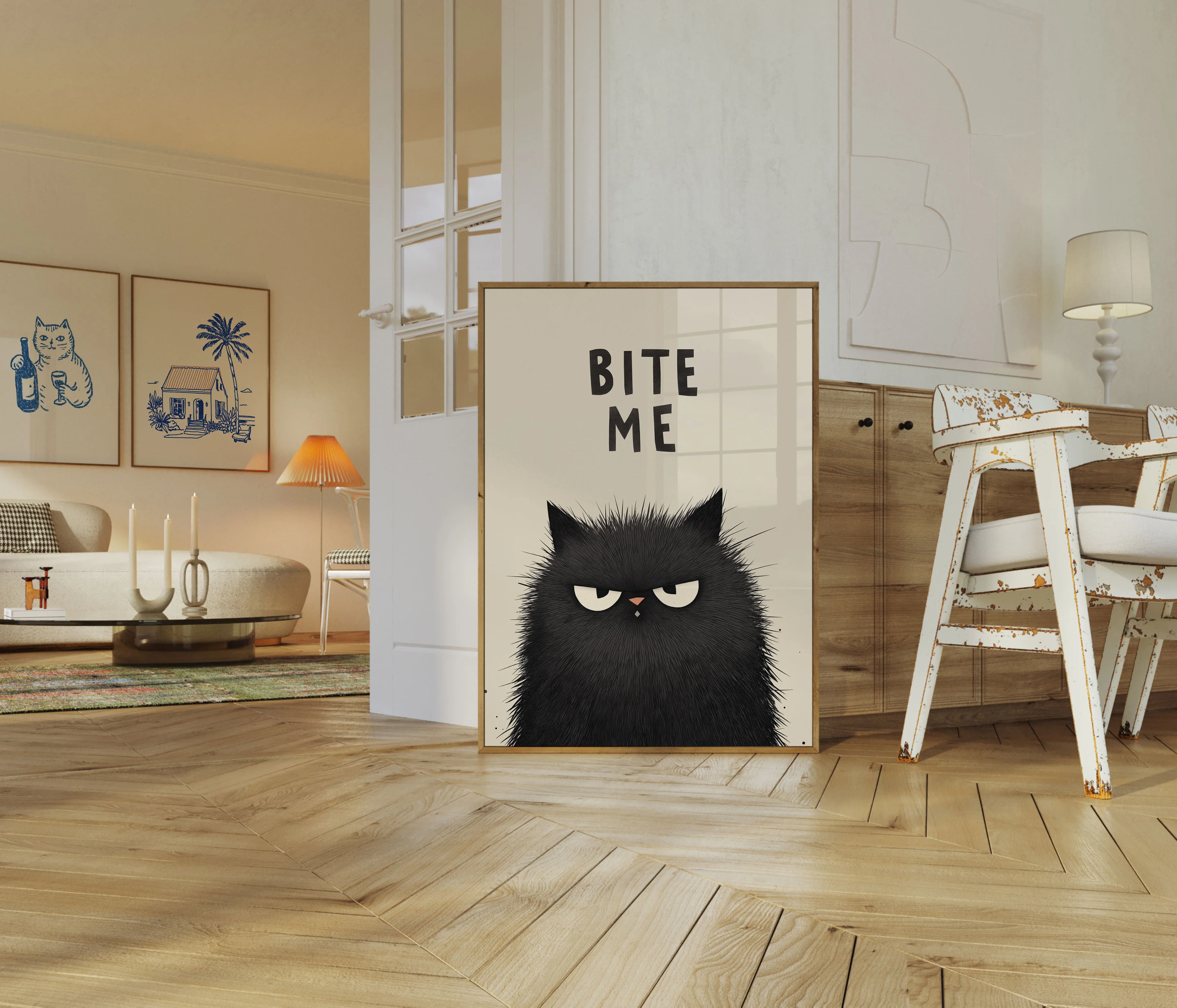 Grumpy Black Cat Bite Me Poster - Image 5