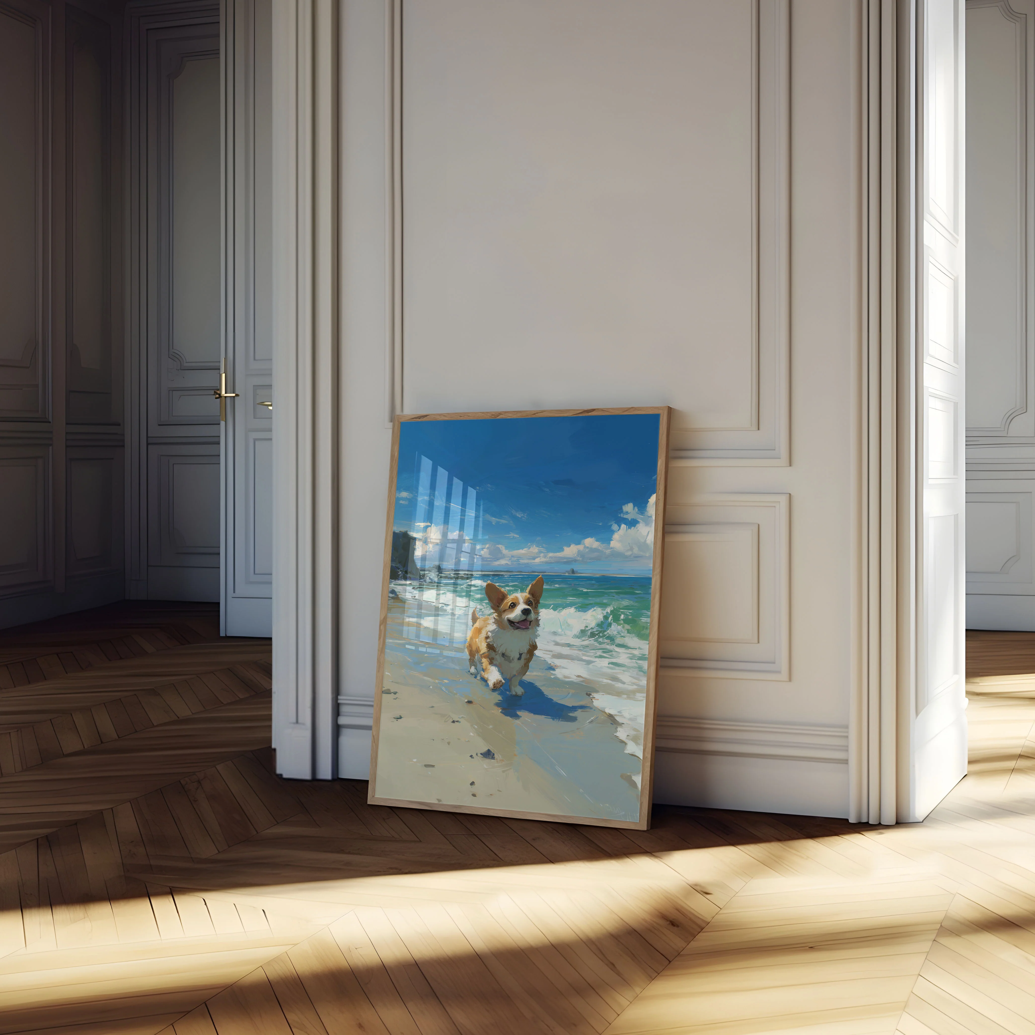 Happy Corgi Beach Adventure Poster - Image 4