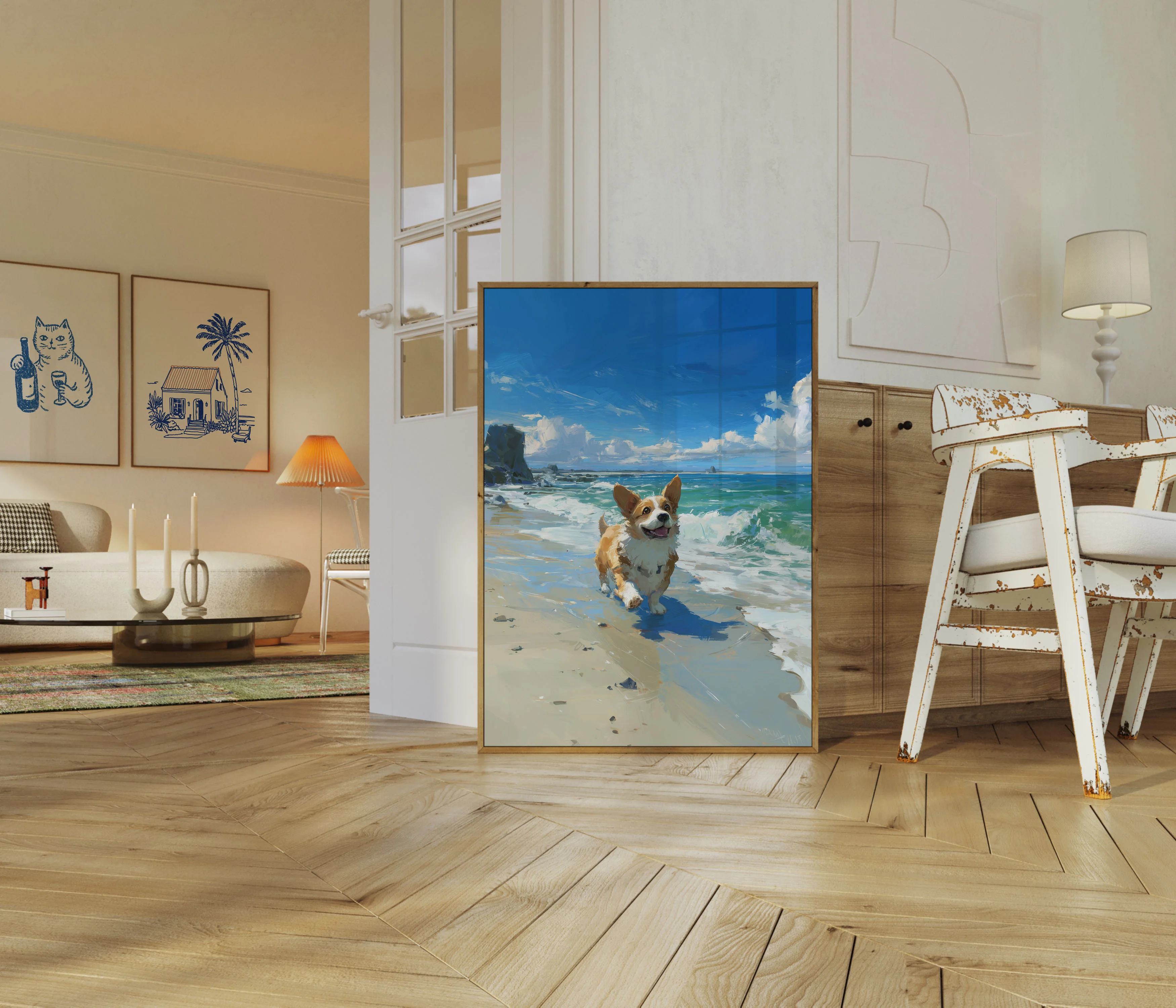 Happy Corgi Beach Adventure Poster - Image 5
