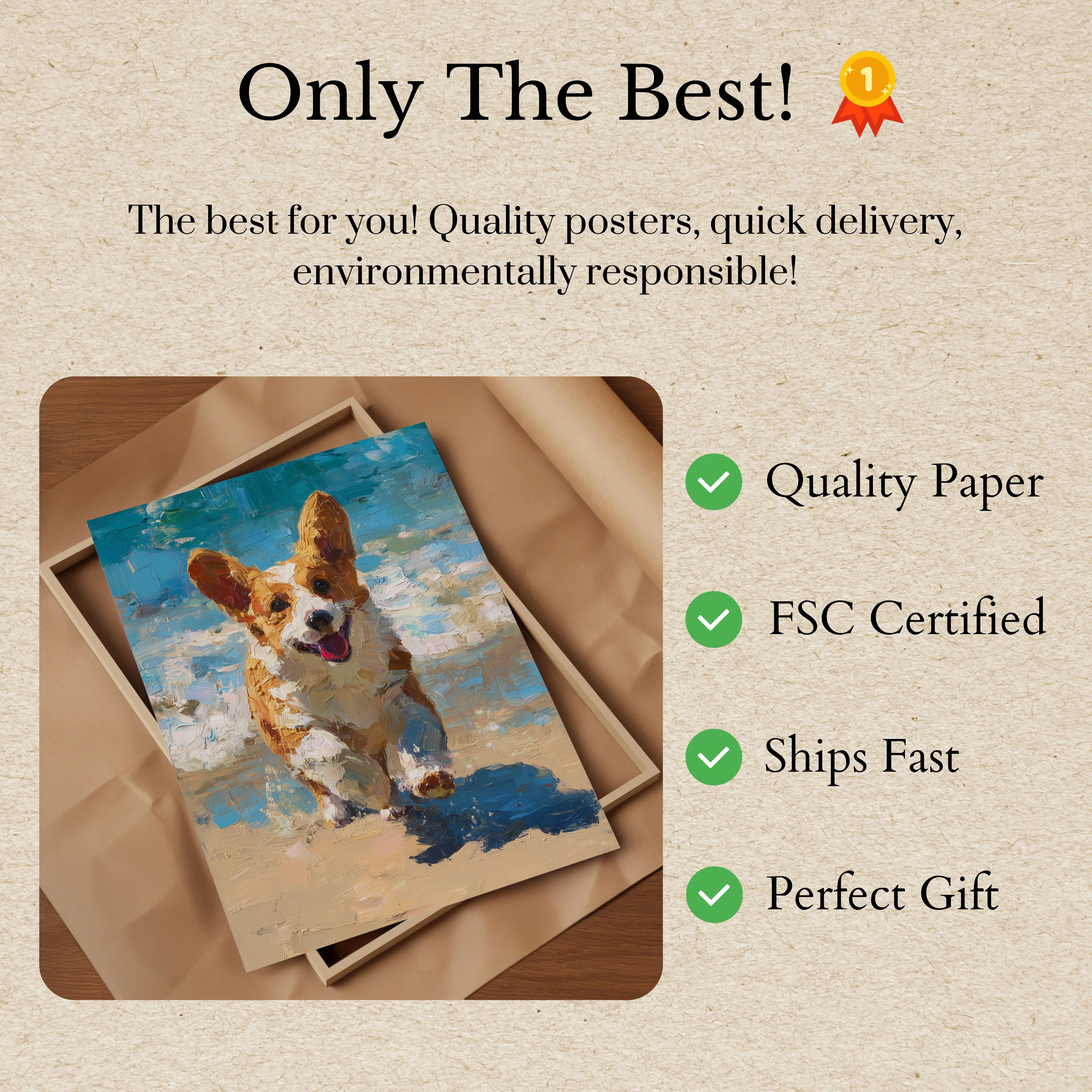 Happy Corgi Beach Day Poster - Image 3