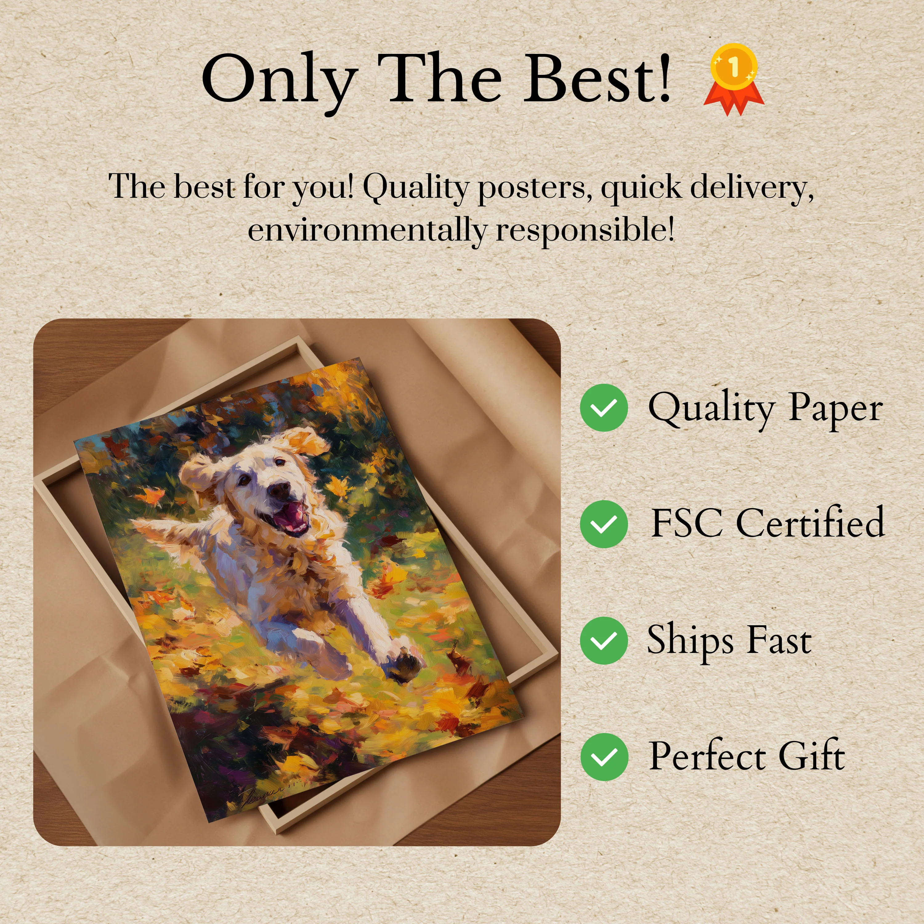 Happy Dog Running Through Flowers Poster - Image 3