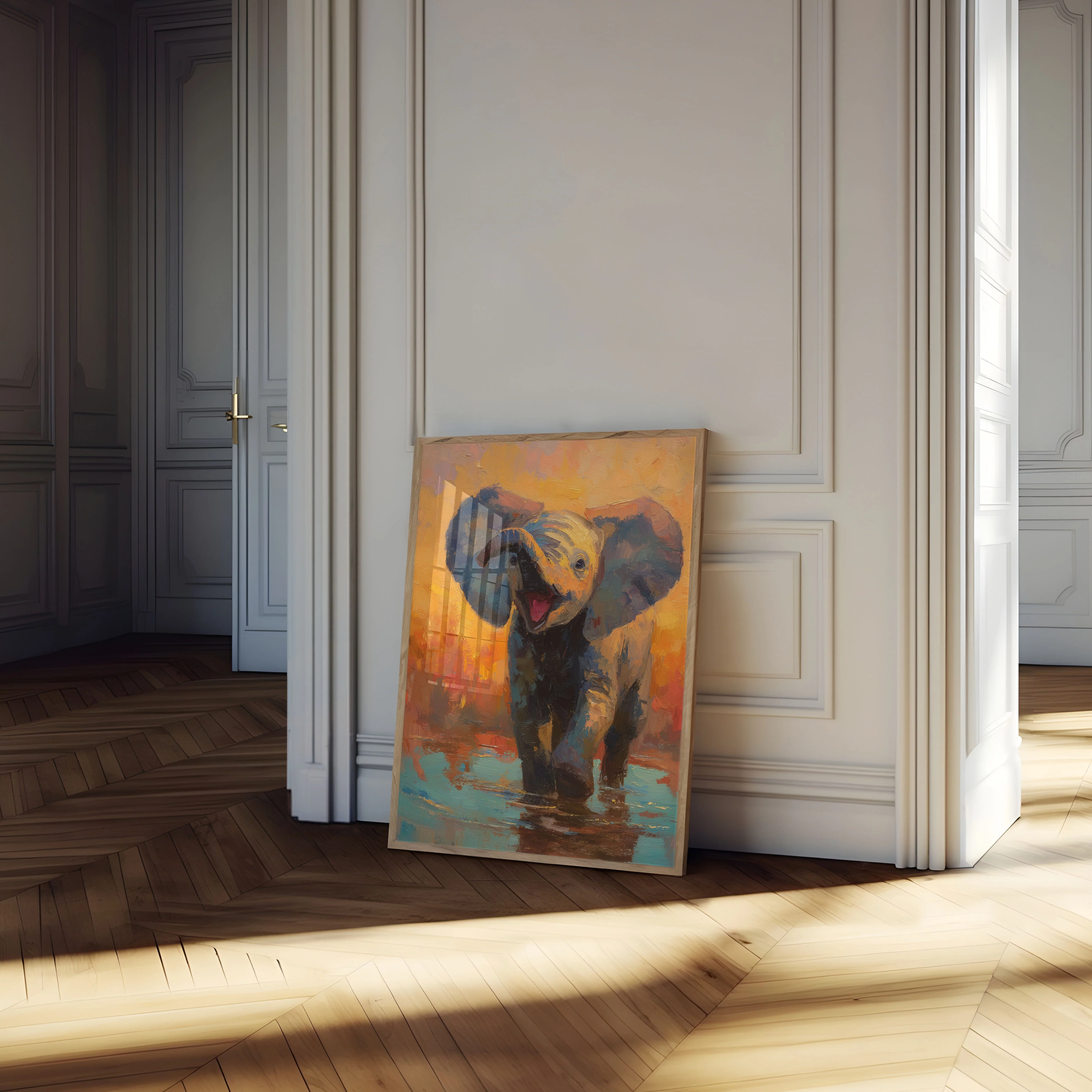 Happy Elephant in Water Poster - Image 4