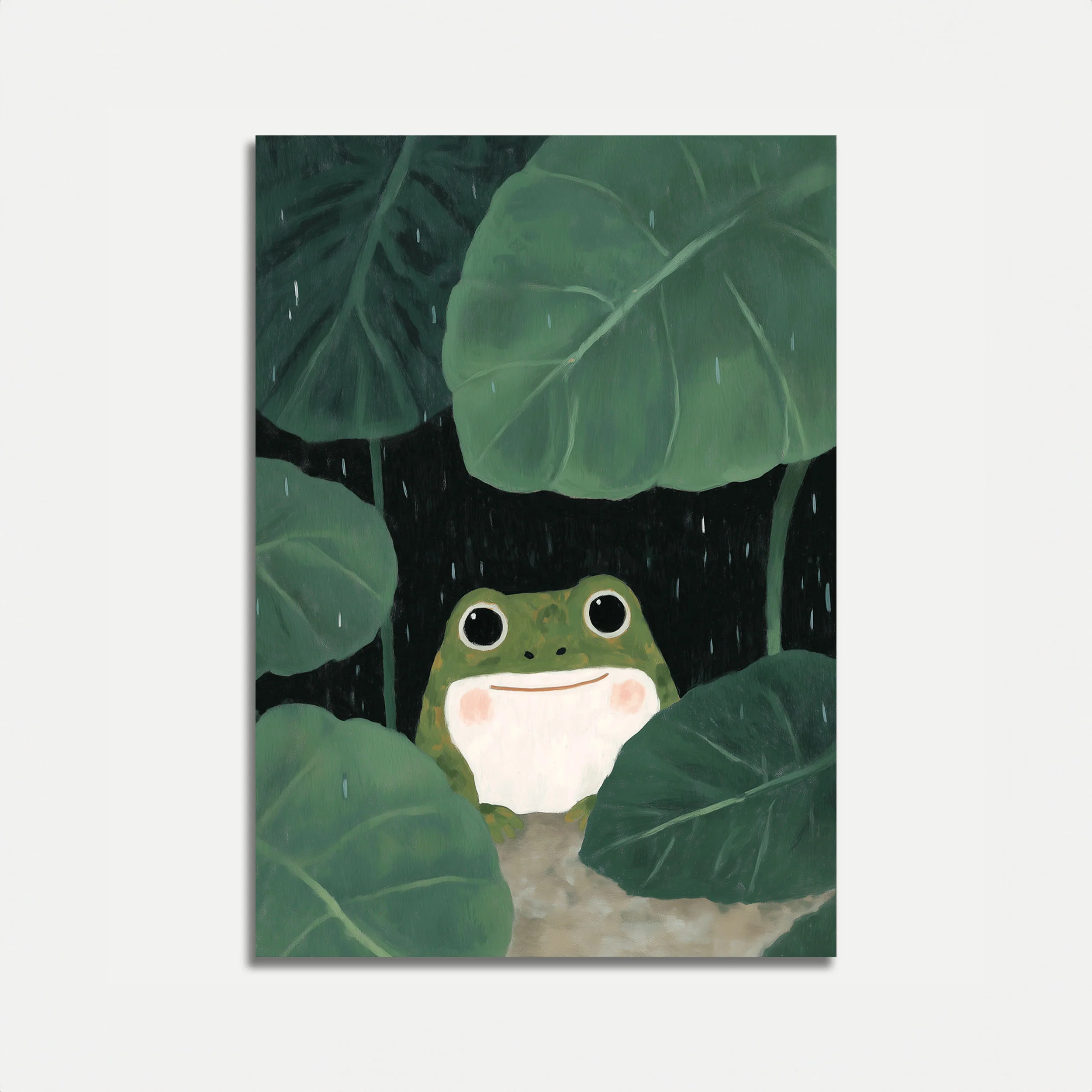 Happy Frog in the Rain Poster