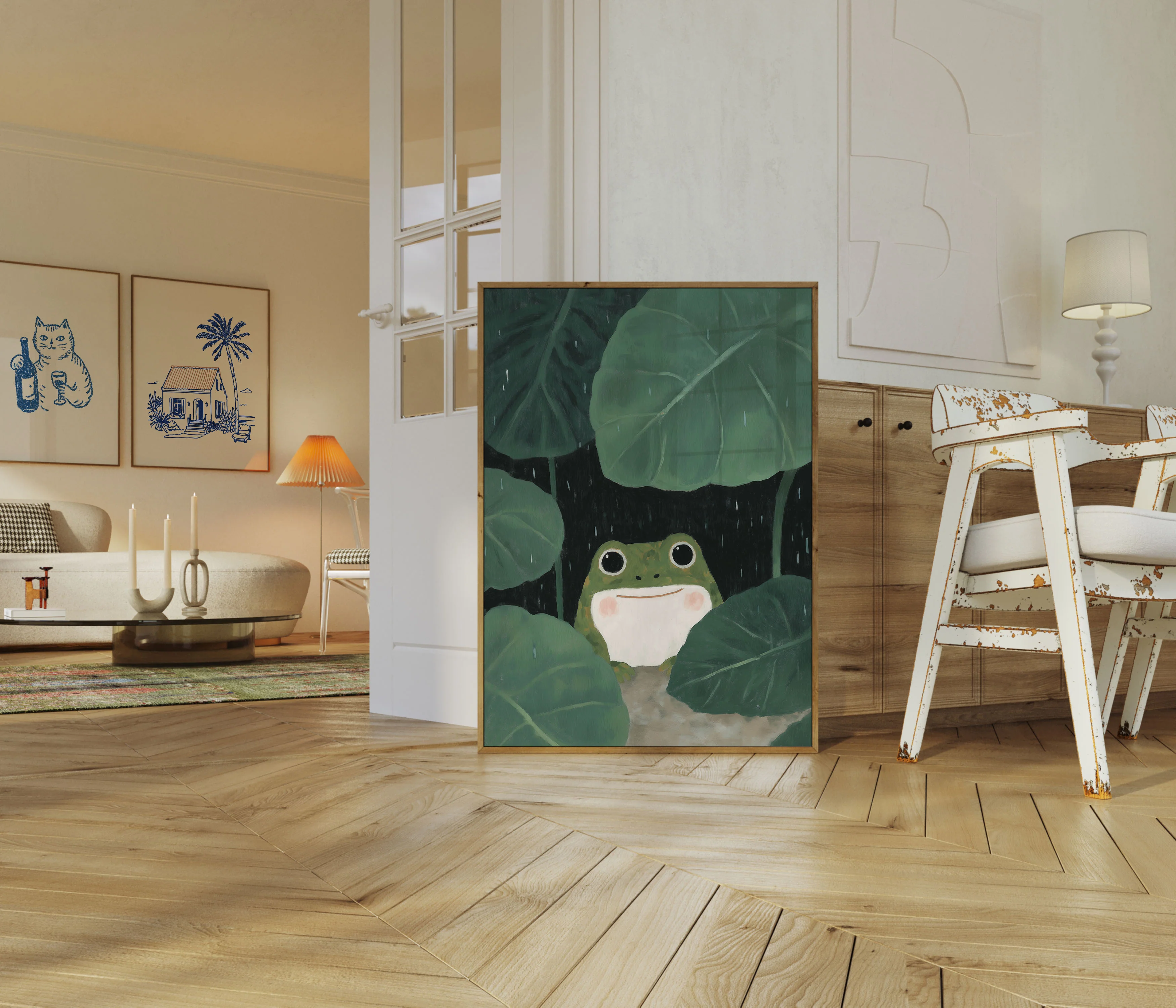 Happy Frog in the Rain Poster - Image 5