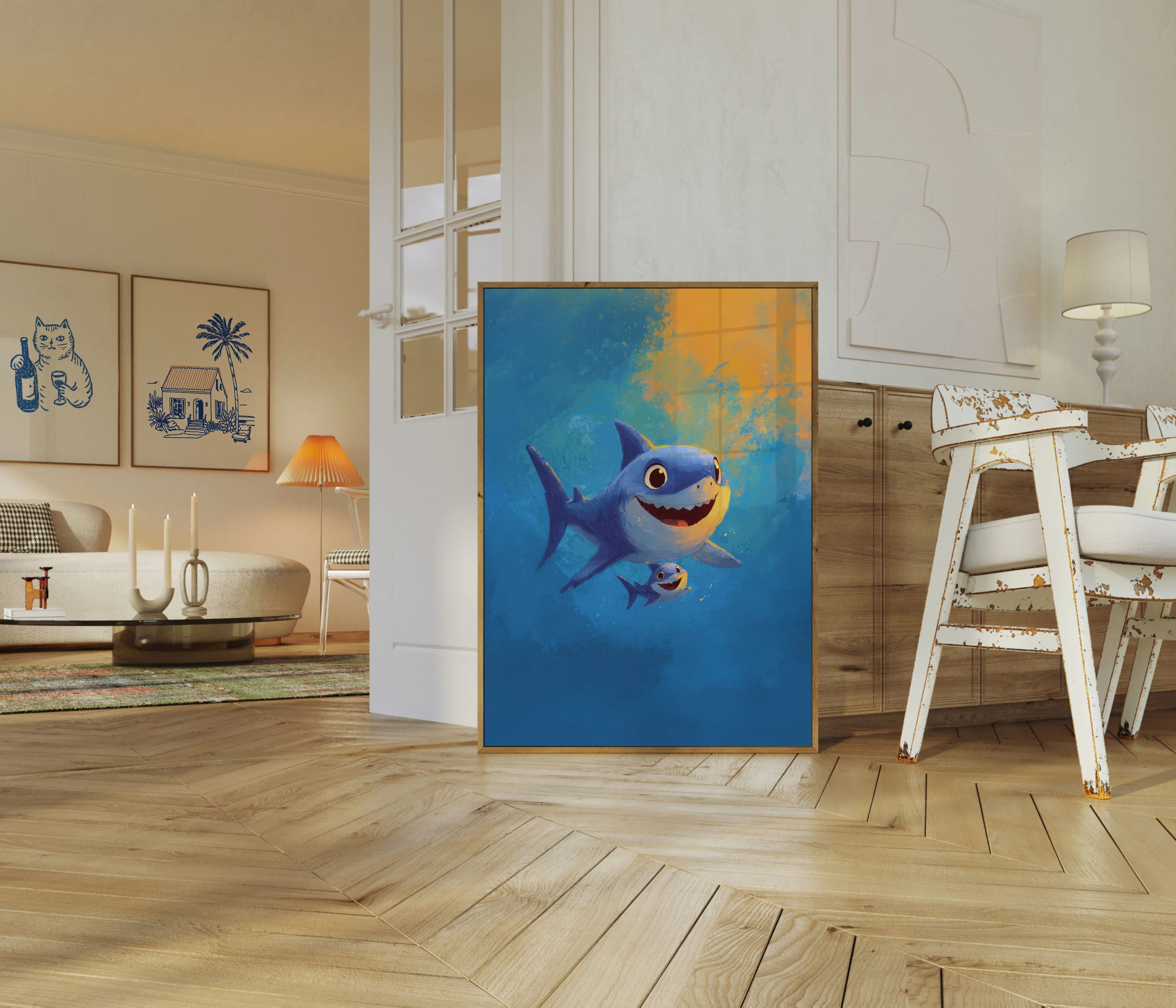 Happy Shark Family Ocean Poster - Image 5