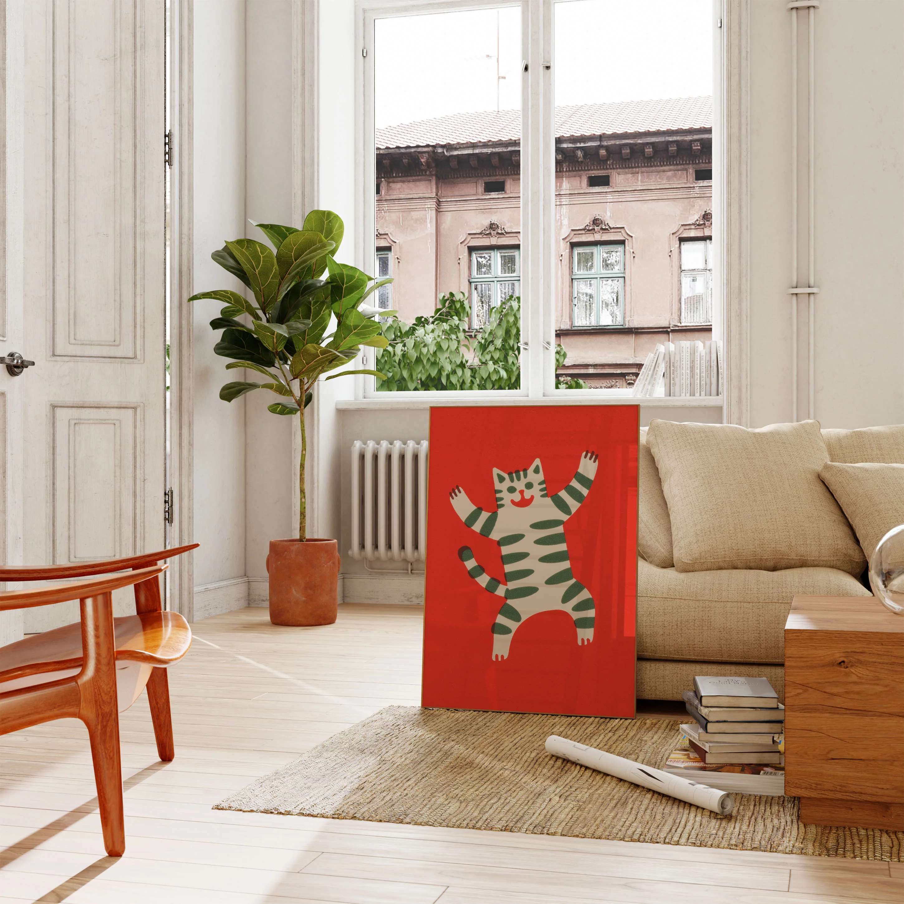 Happy Striped Cat Poster - Image 2