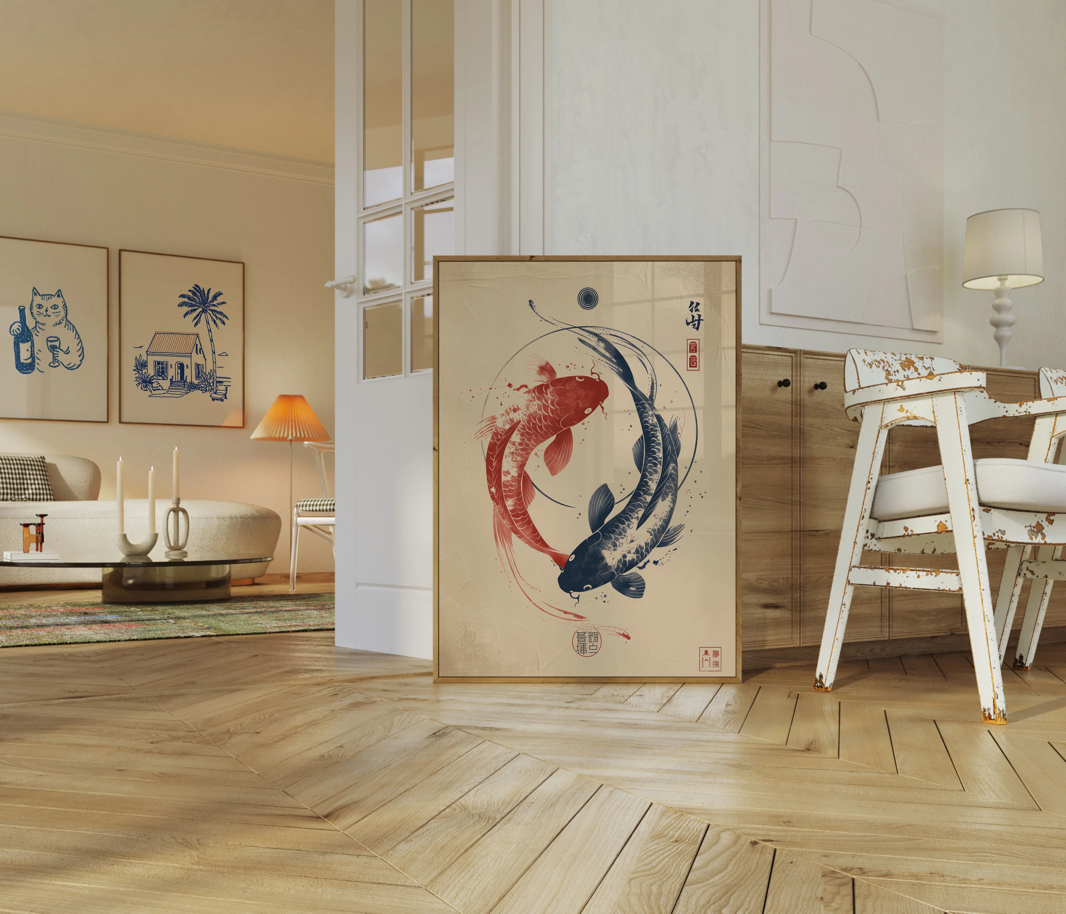 Harmony of Yin and Yang Koi Poster - Image 5