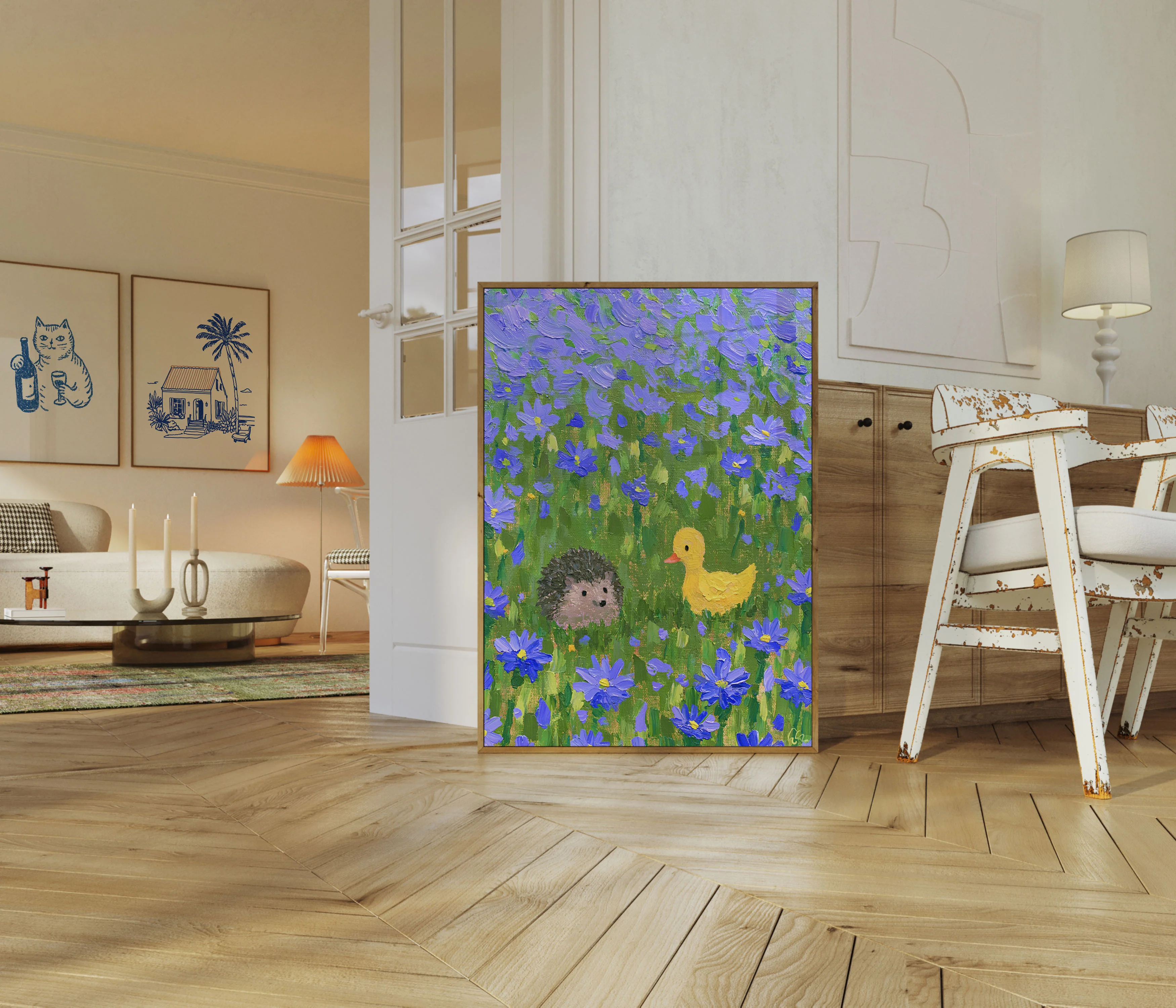 Hedgehog and Duck in Wildflowers Poster - Image 5
