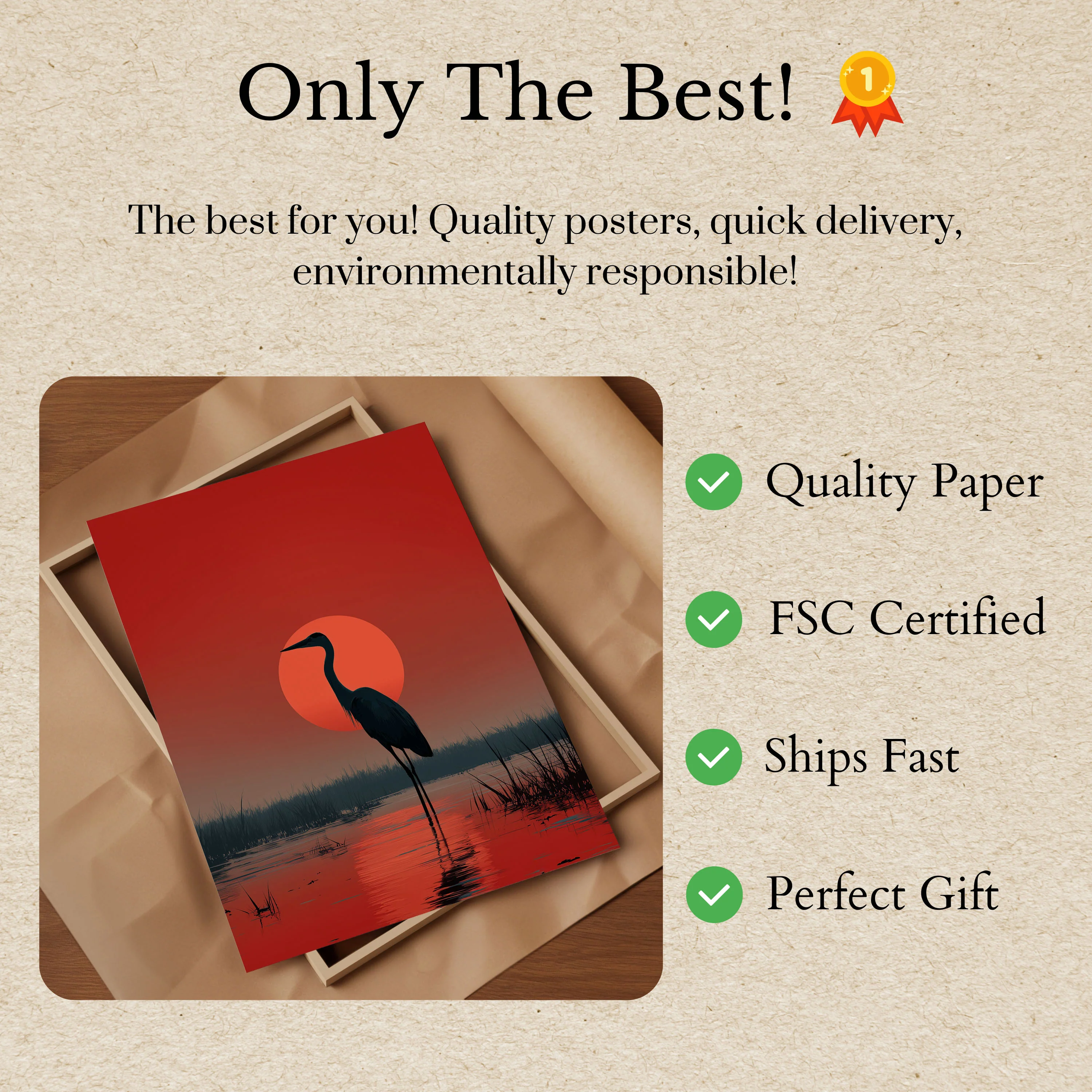 Heron at Sunset Poster - Image 3