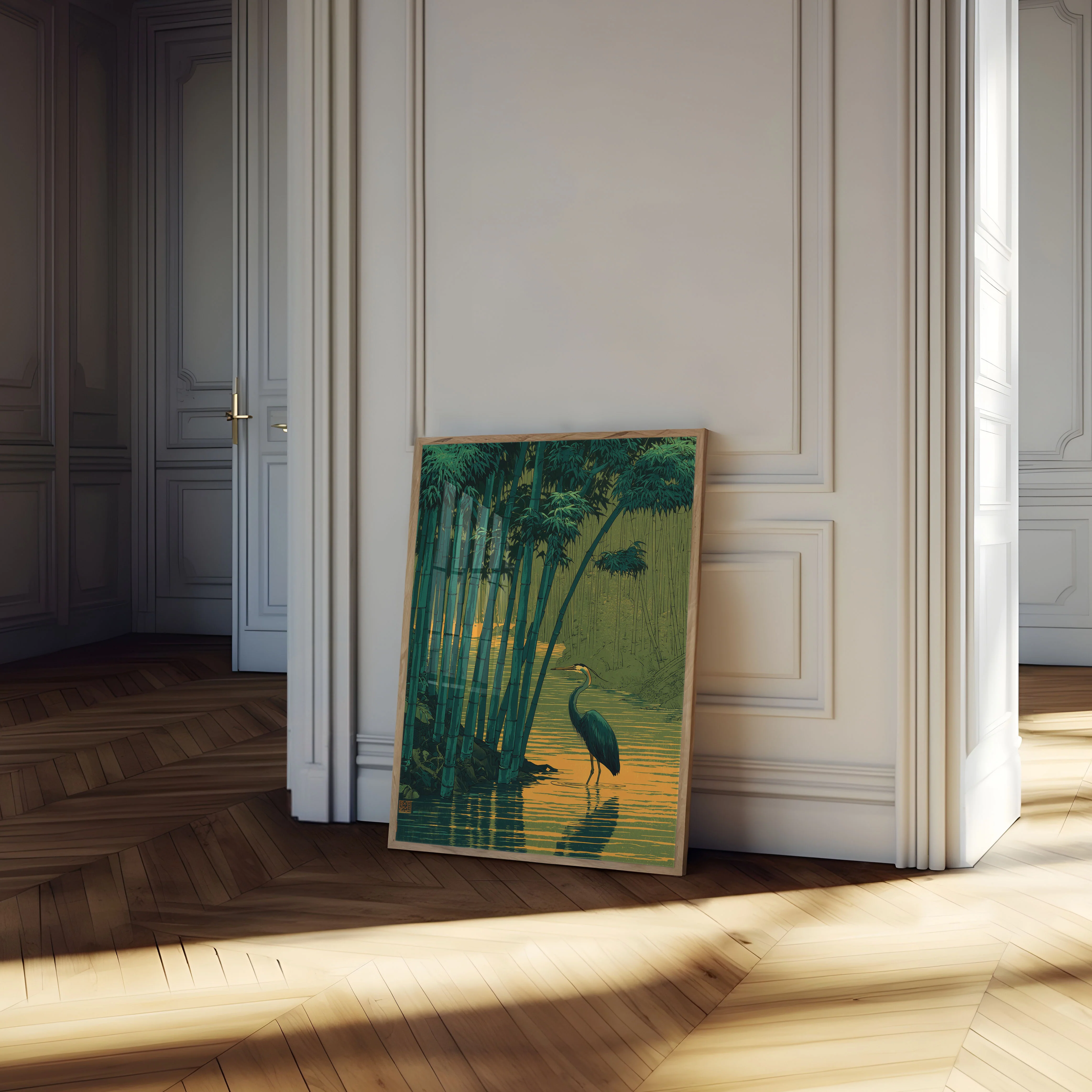 Heron in Bamboo Forest Poster - Image 4