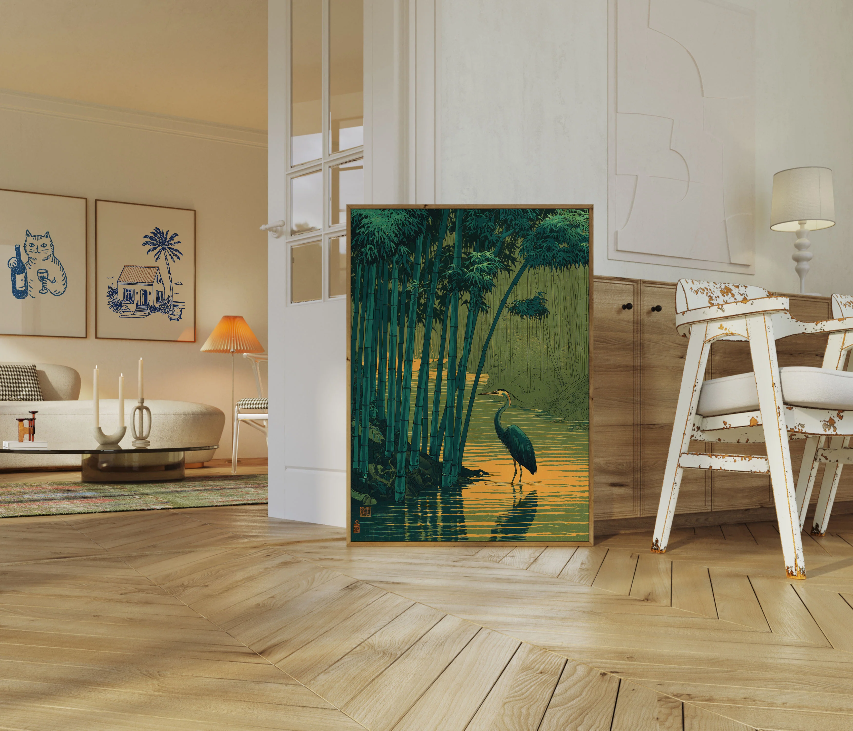 Heron in Bamboo Forest Poster - Image 5