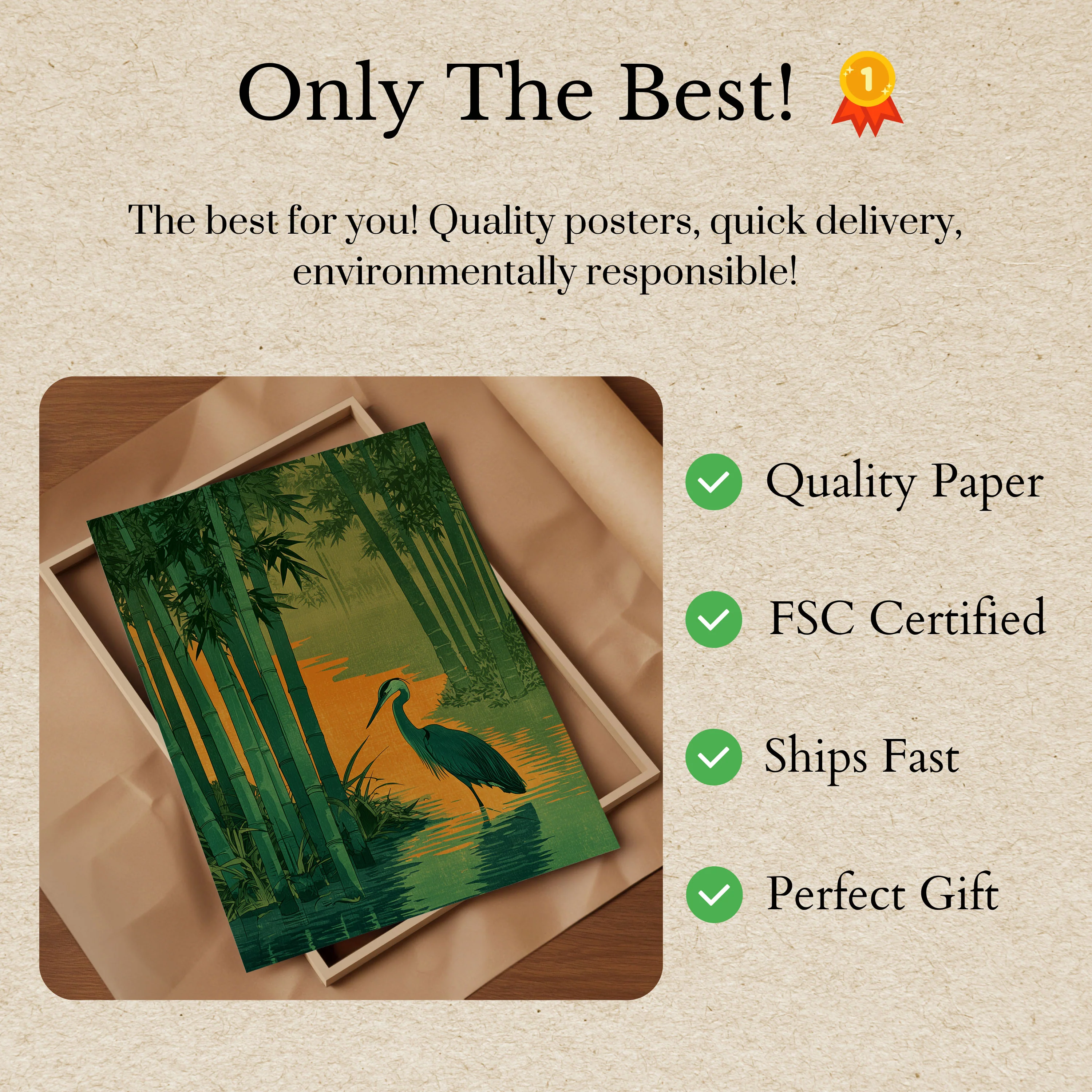 Heron in Bamboo Forest Poster - Image 3