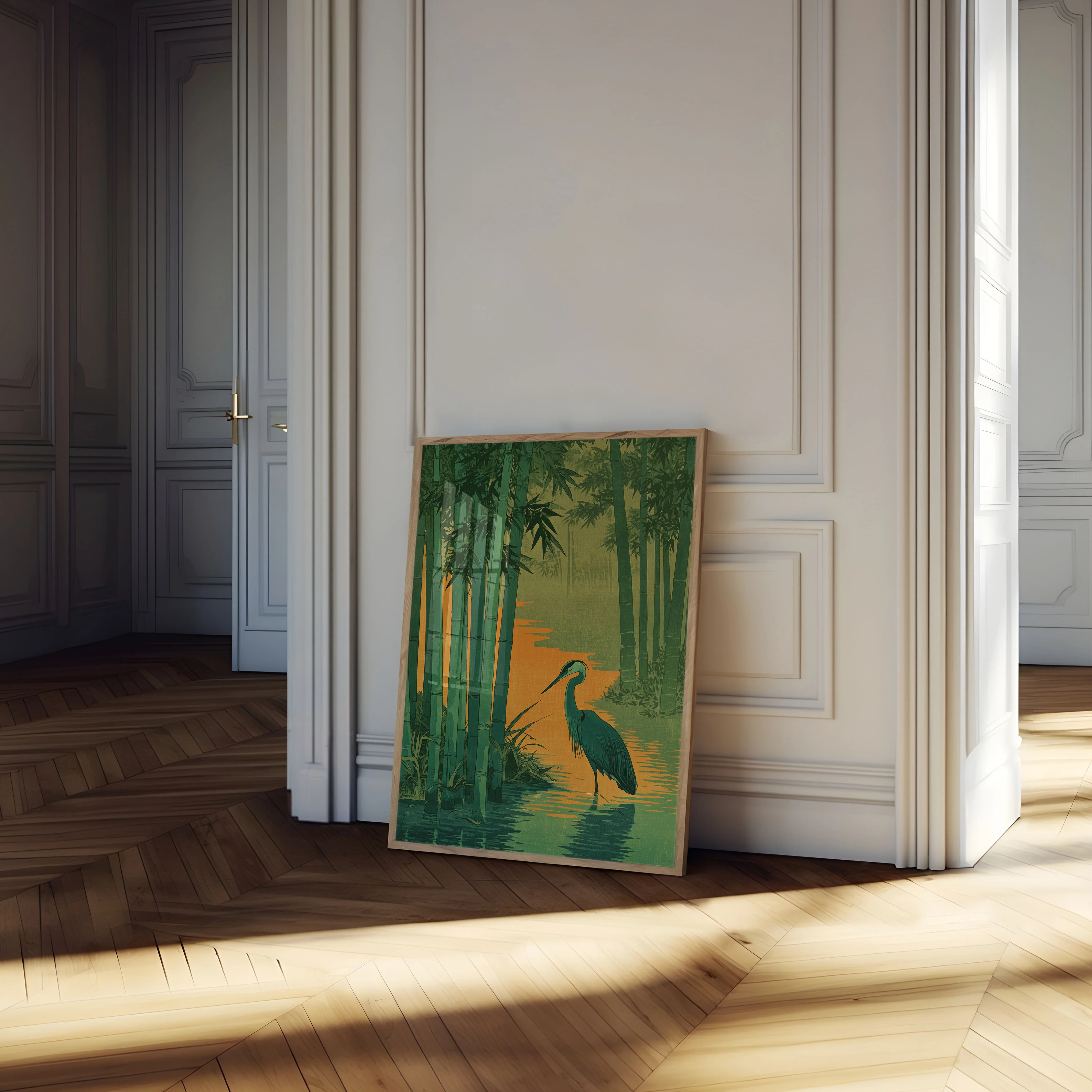 Heron in Bamboo Forest Poster - Image 4