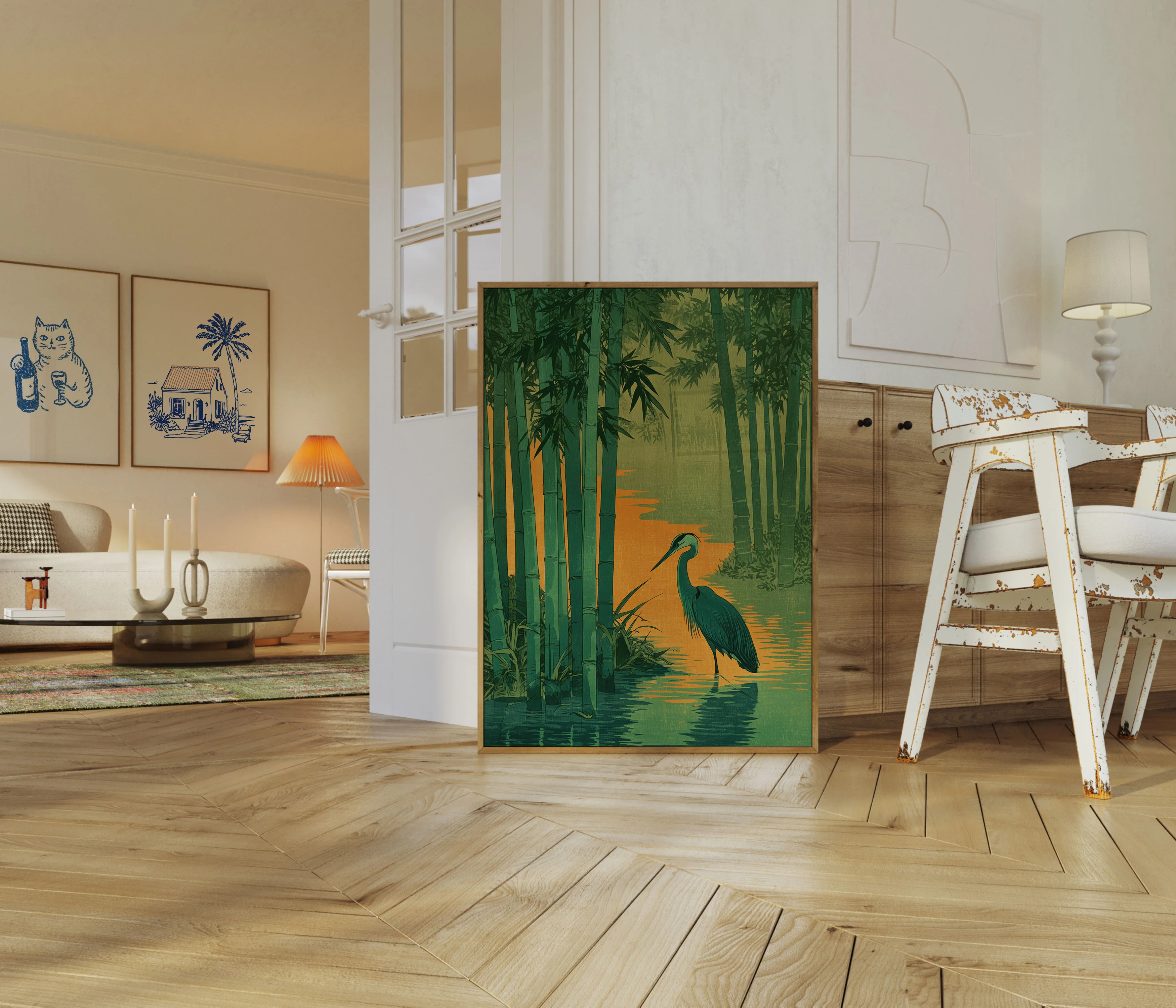 Heron in Bamboo Forest Poster - Image 5