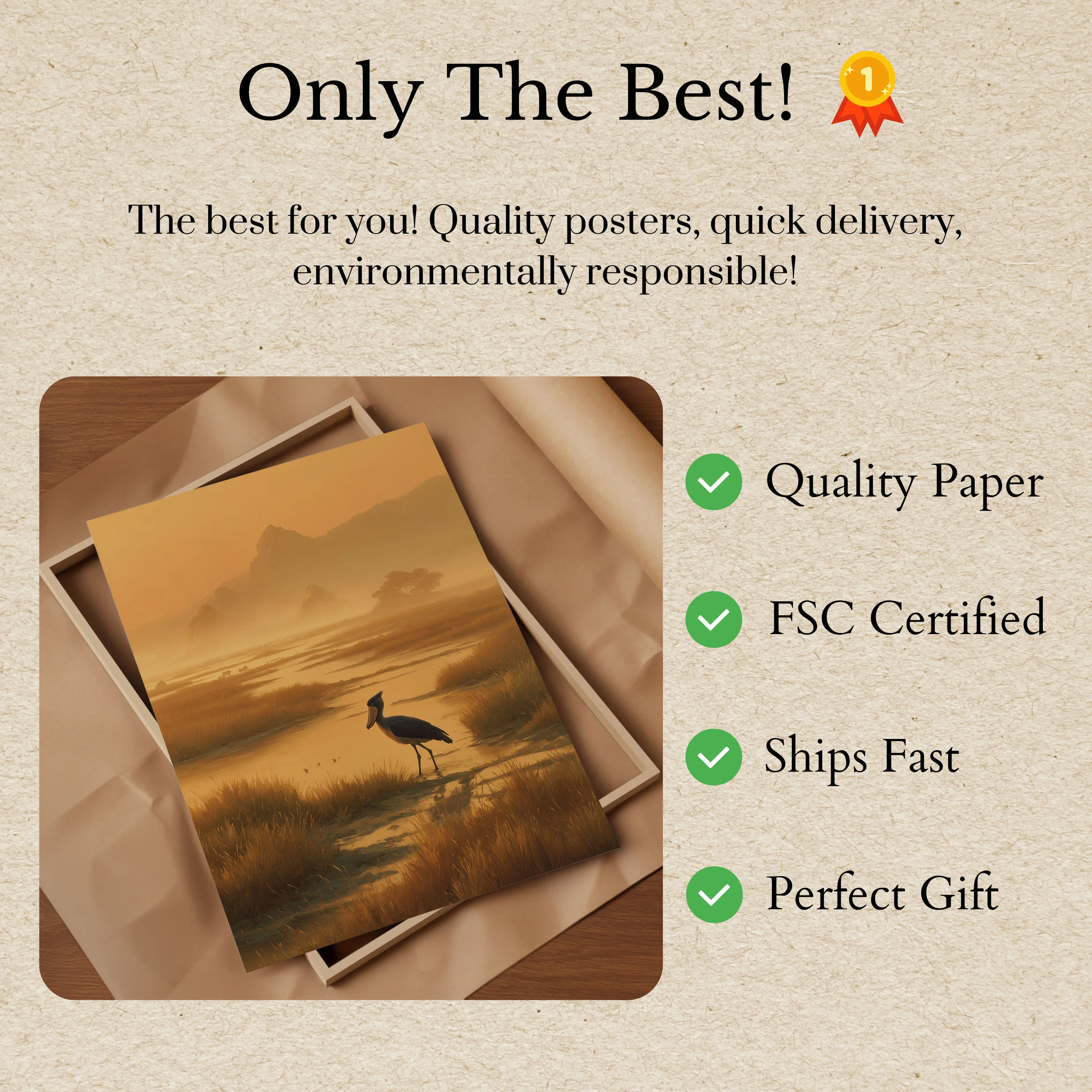 Heron in Golden Mist Poster - Image 3