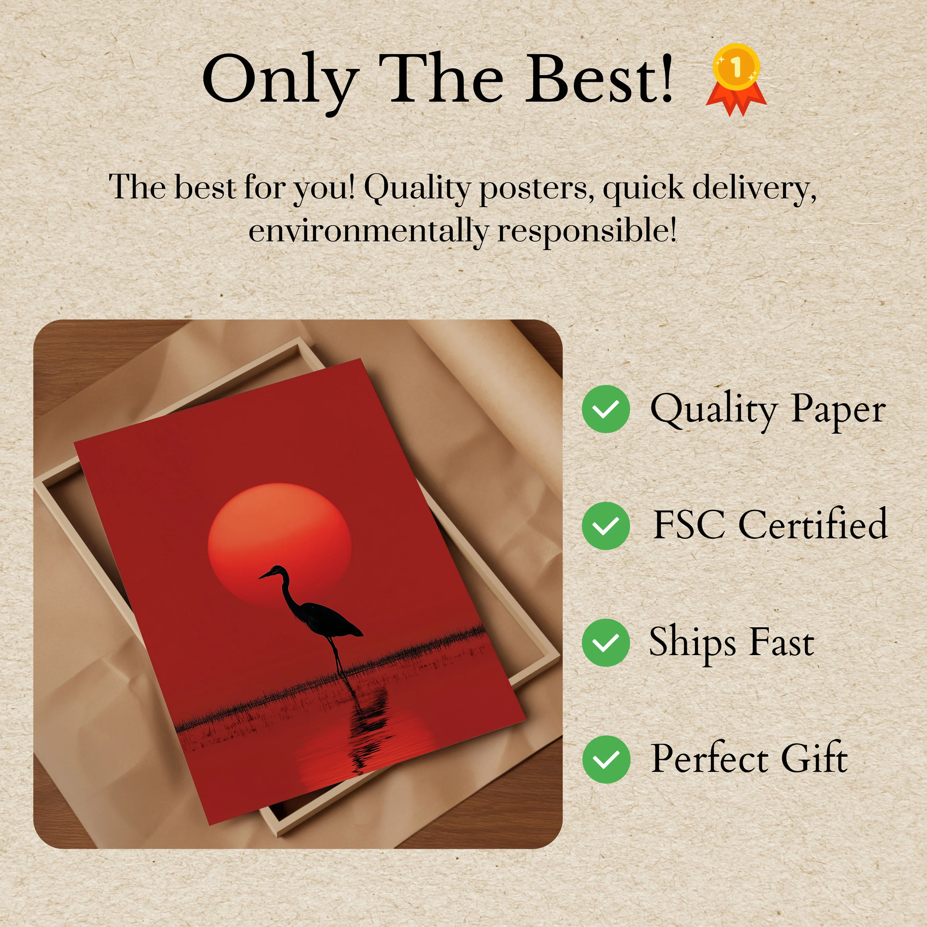Heron Silhouette Sunset Poster - Image 3