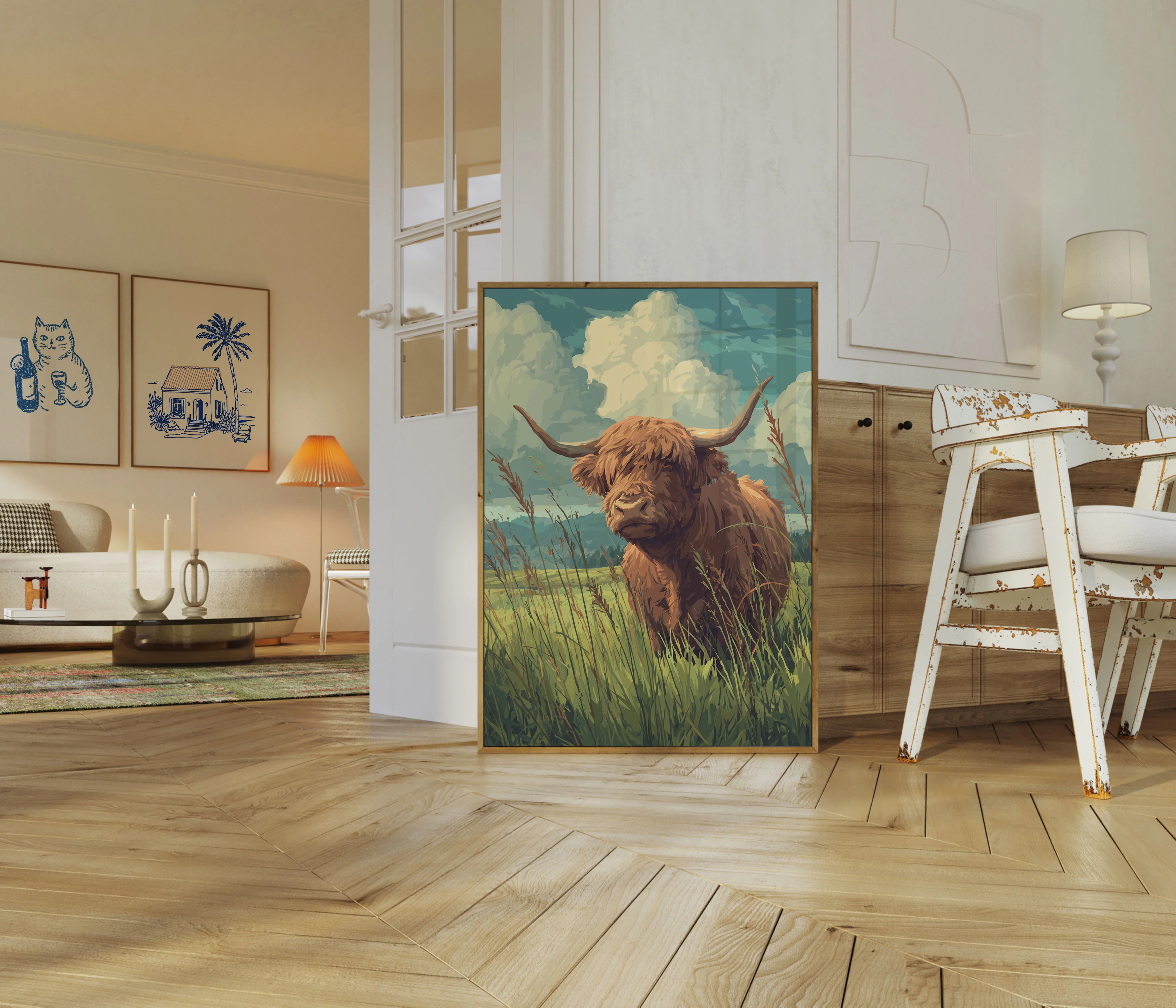 Highland Cattle in Grassland Poster - Image 5