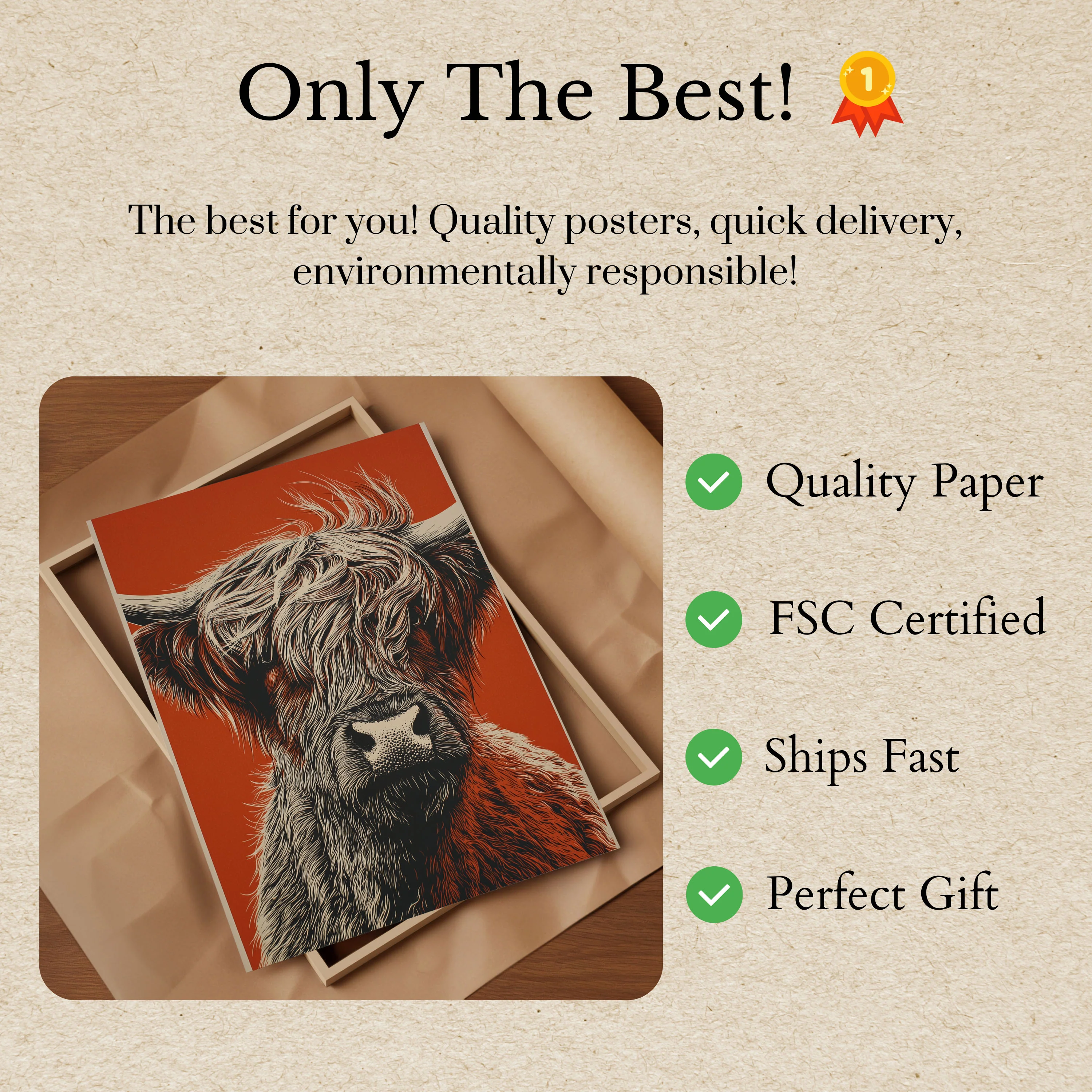 Highland Cattle Portrait Poster - Image 3