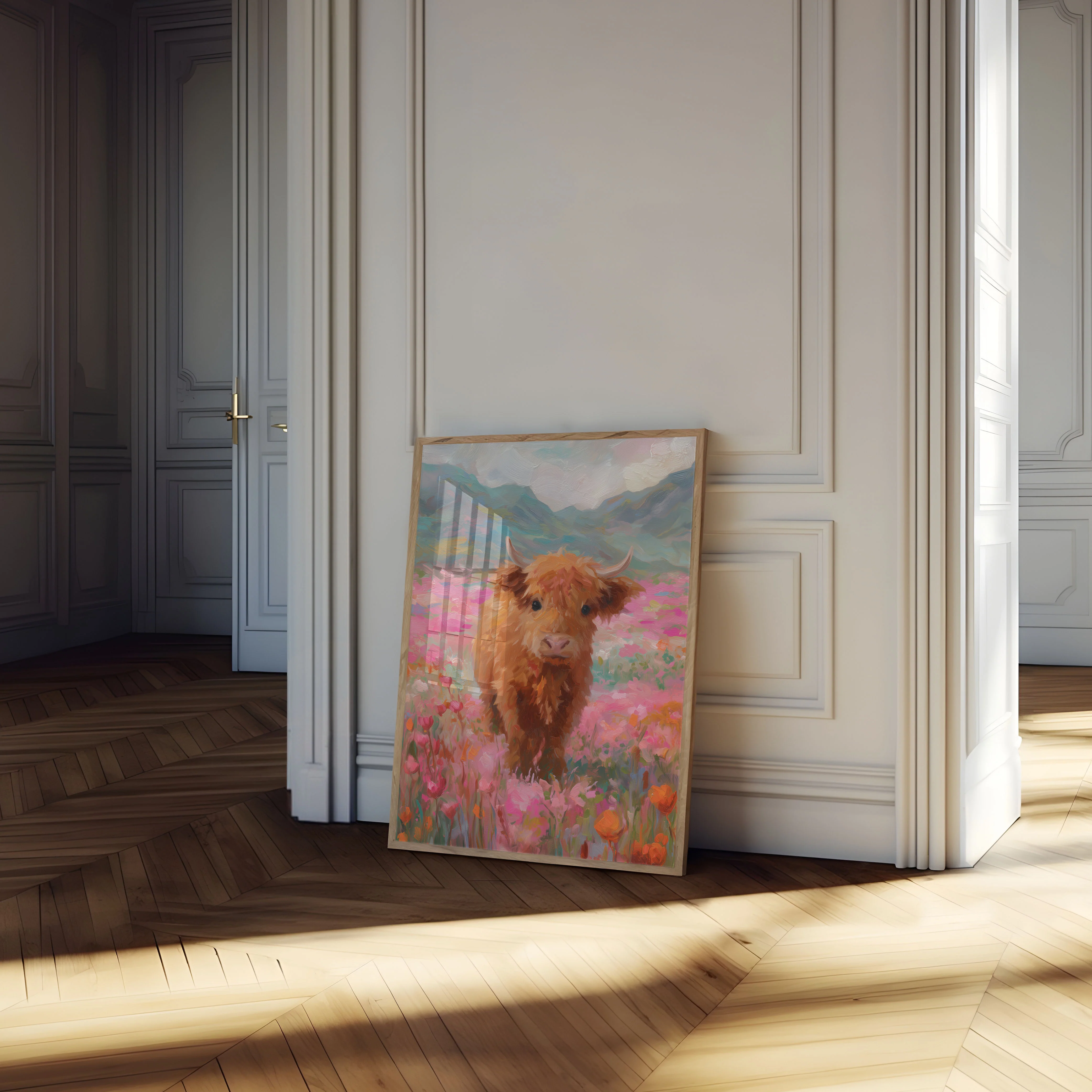 Highland Cow in Floral Meadow Poster - Image 4