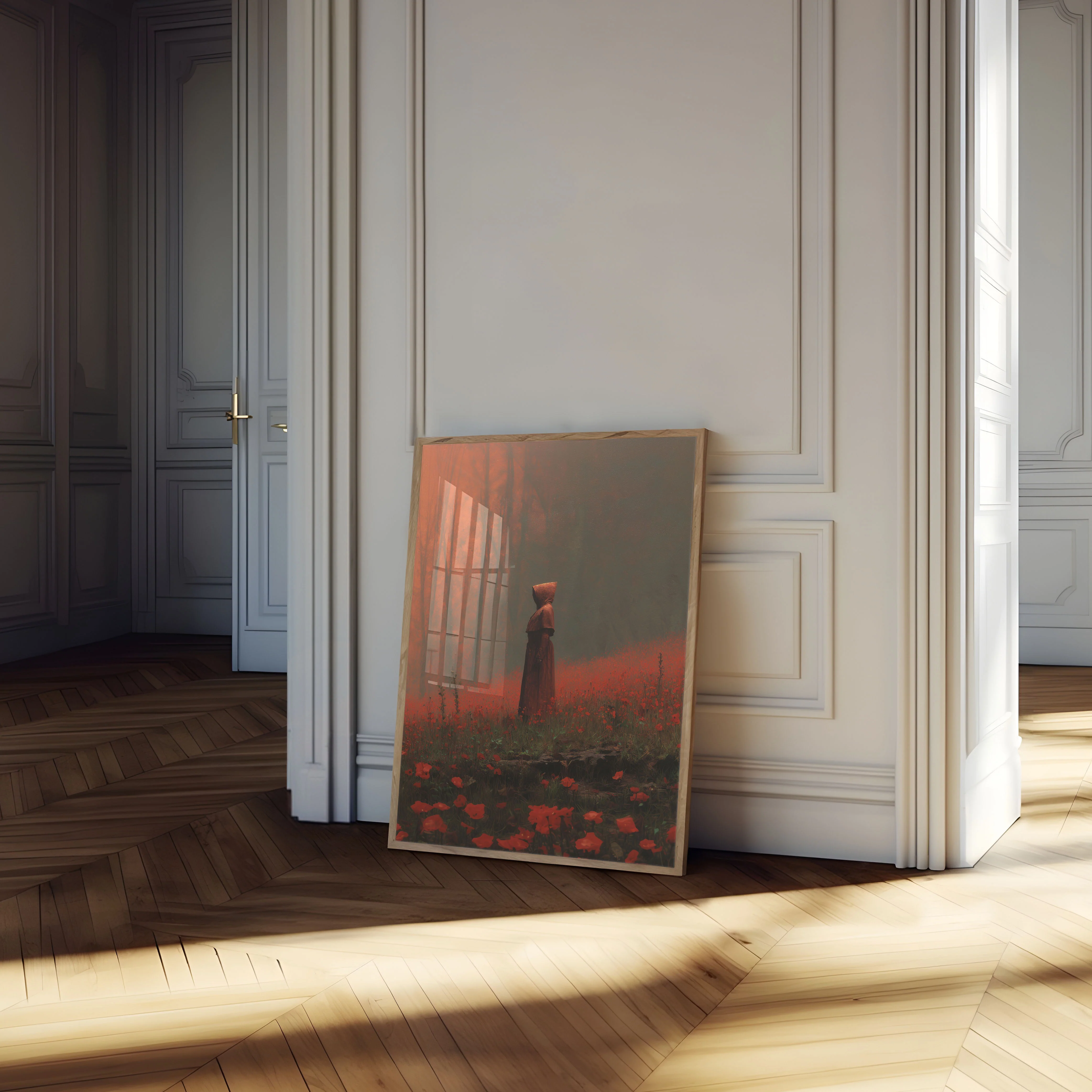 Hooded Figure in Red Poppies Poster - Image 4