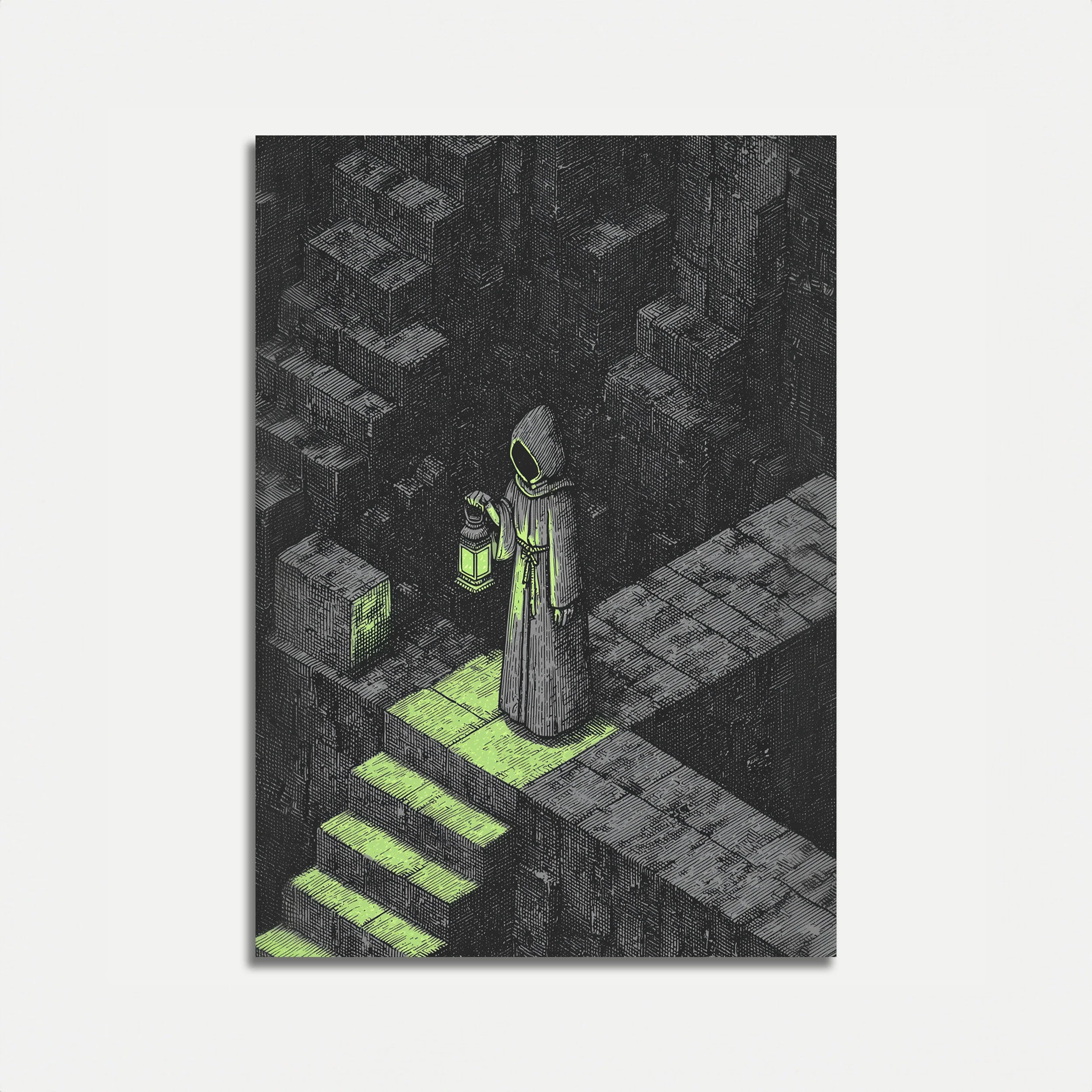 Hooded Figure in the Labyrinth Poster