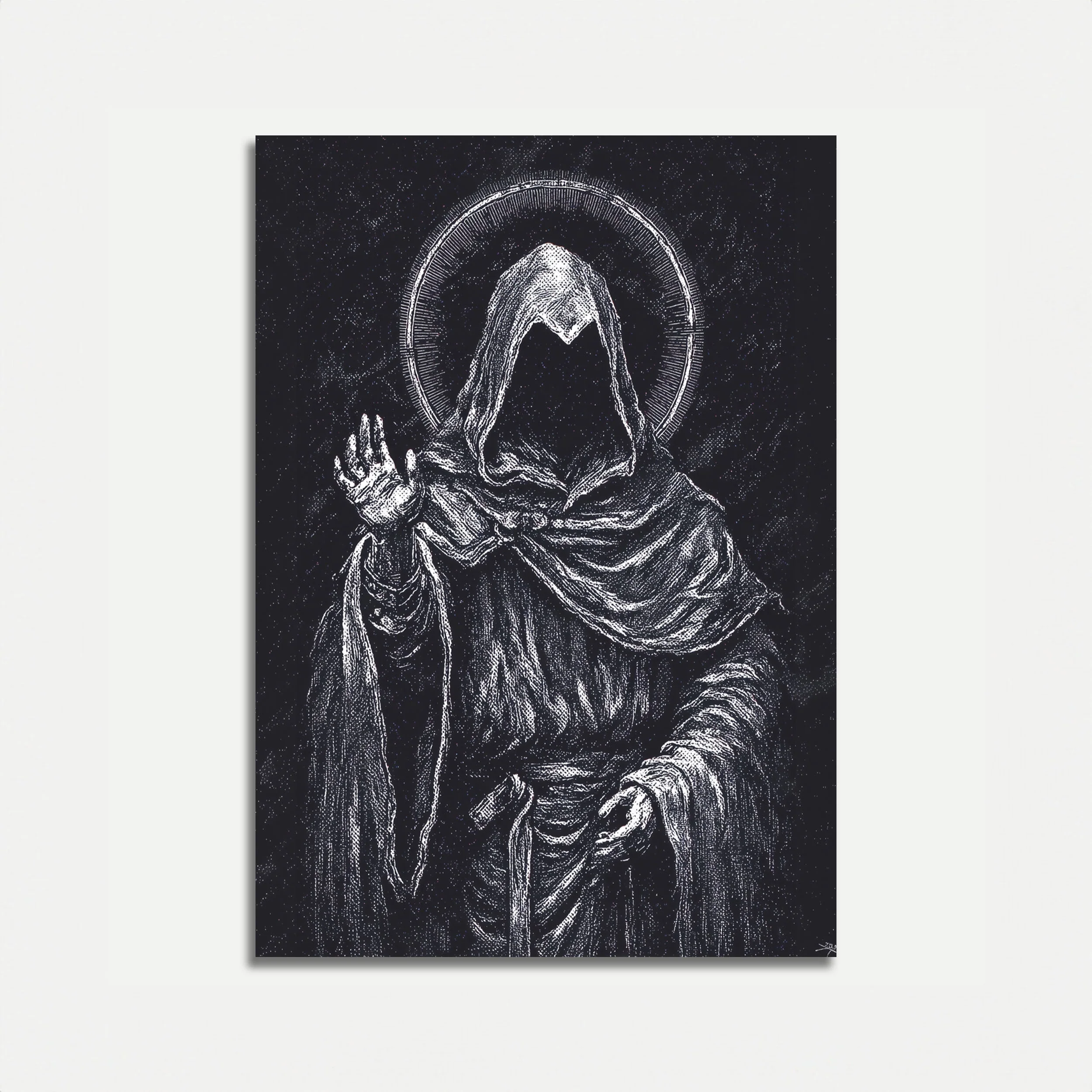 Hooded Saint with Halo Poster