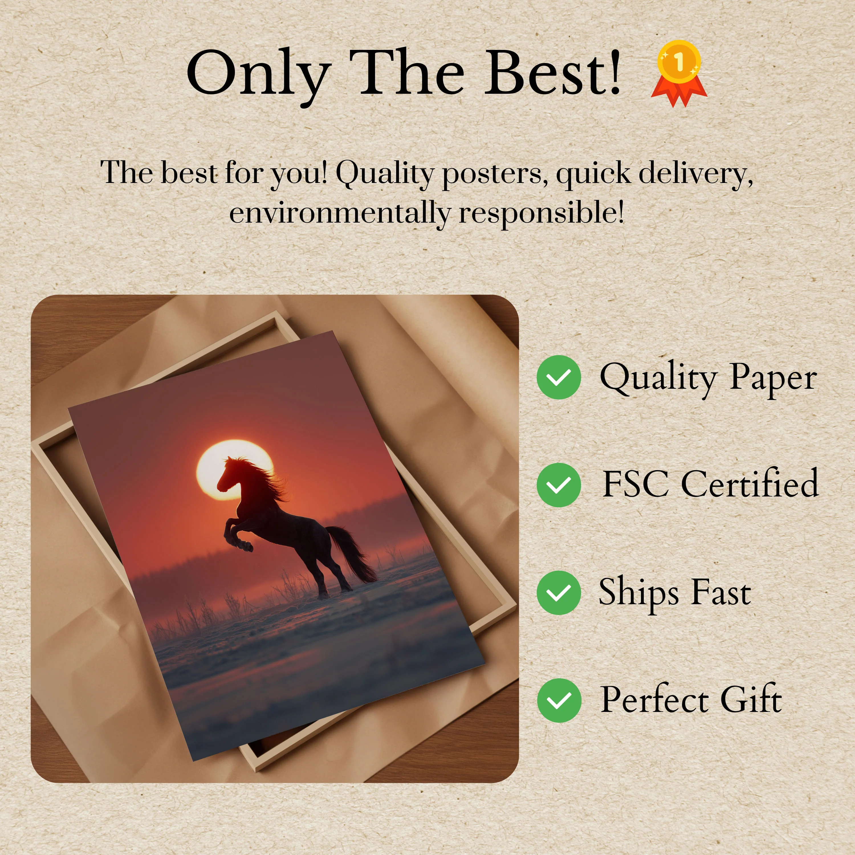 Horse Rearing at Sunset Poster - Image 3