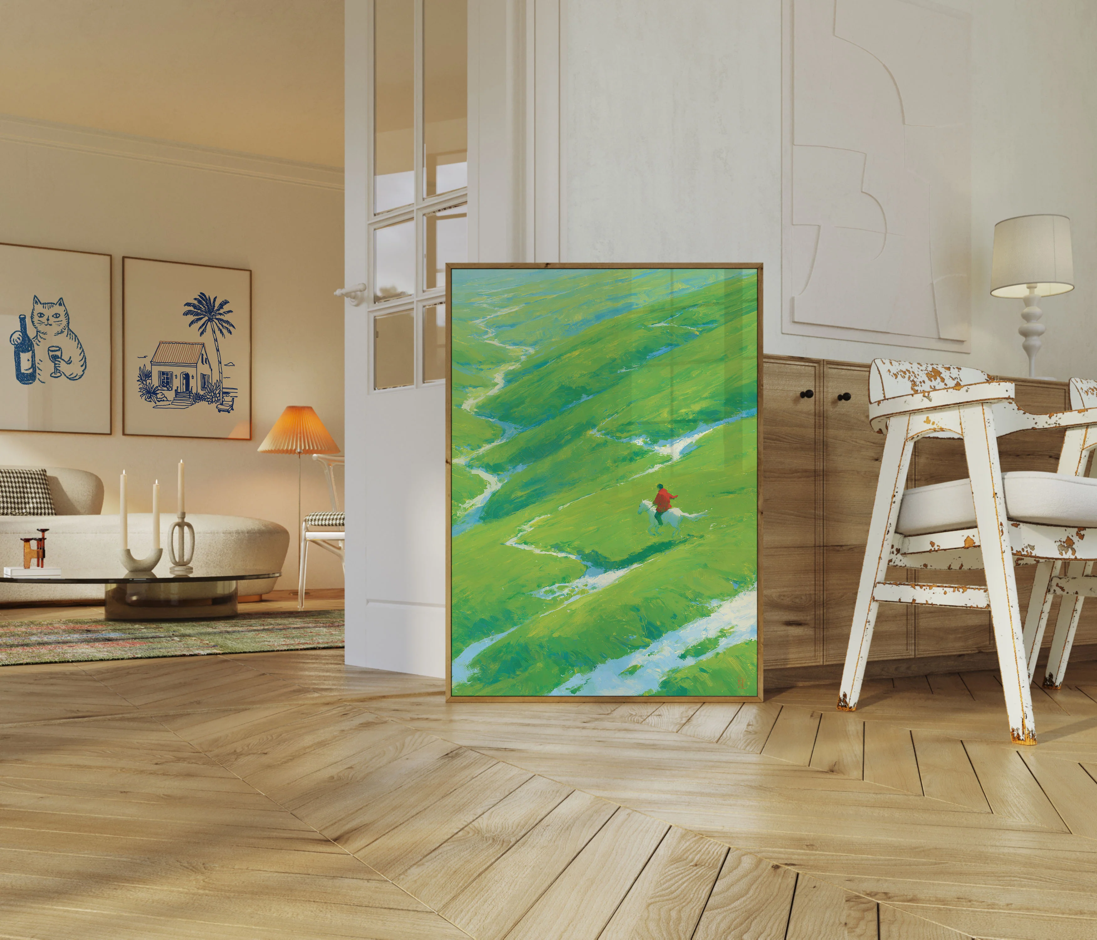 Horseback Rider in Green Valley Poster - Image 5