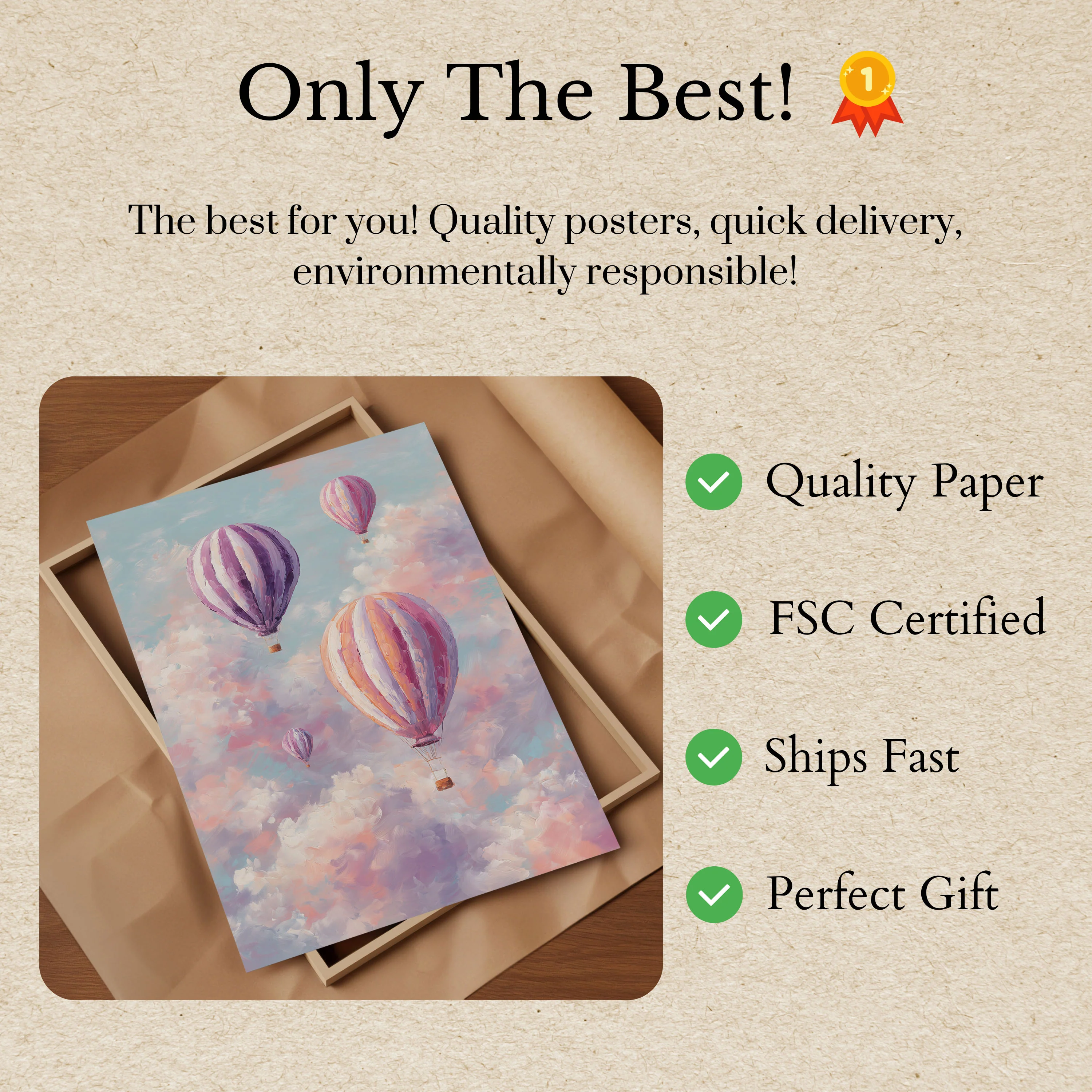 Hot Air Balloons in Clouds Poster - Image 3