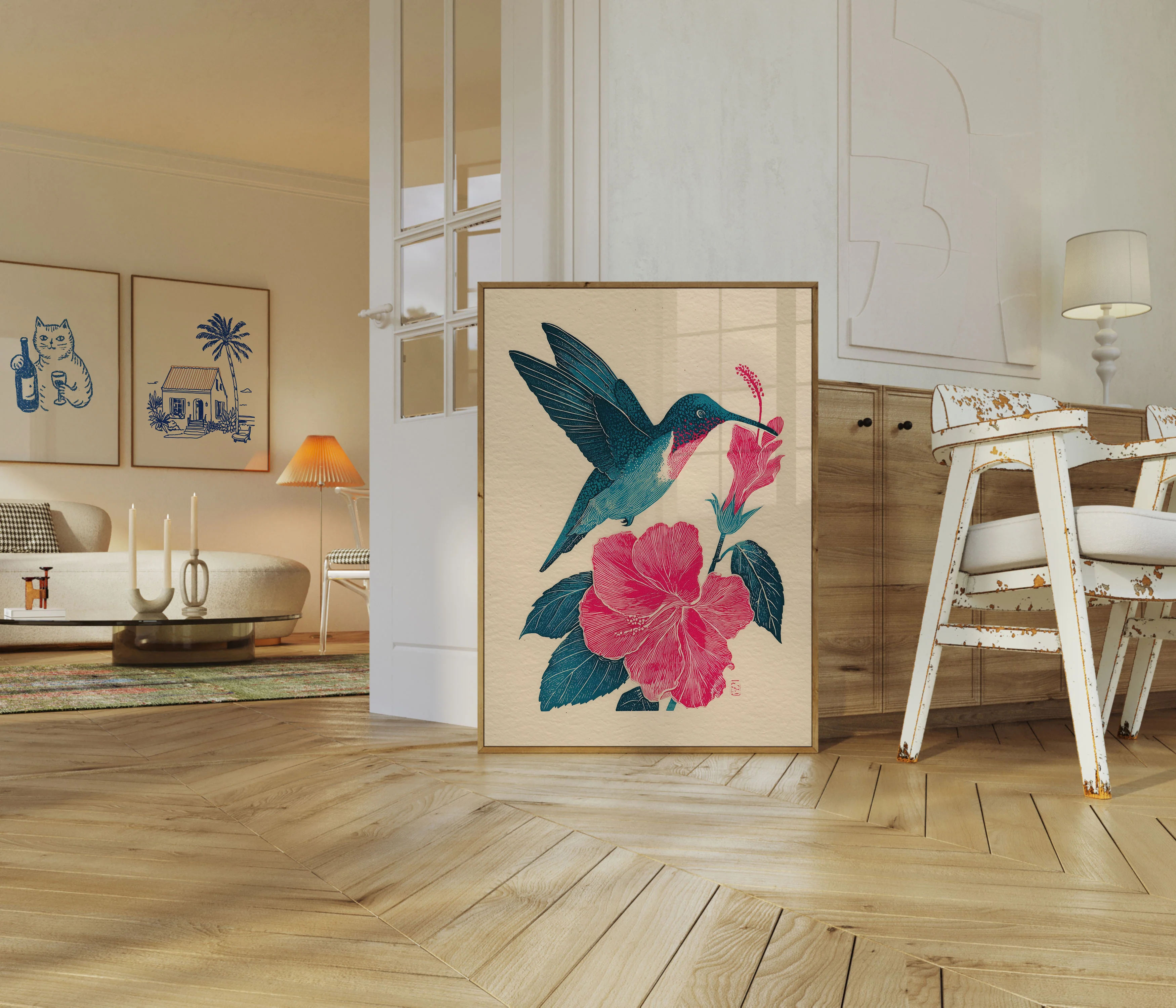 Hummingbird and Hibiscus Flower Poster - Image 5