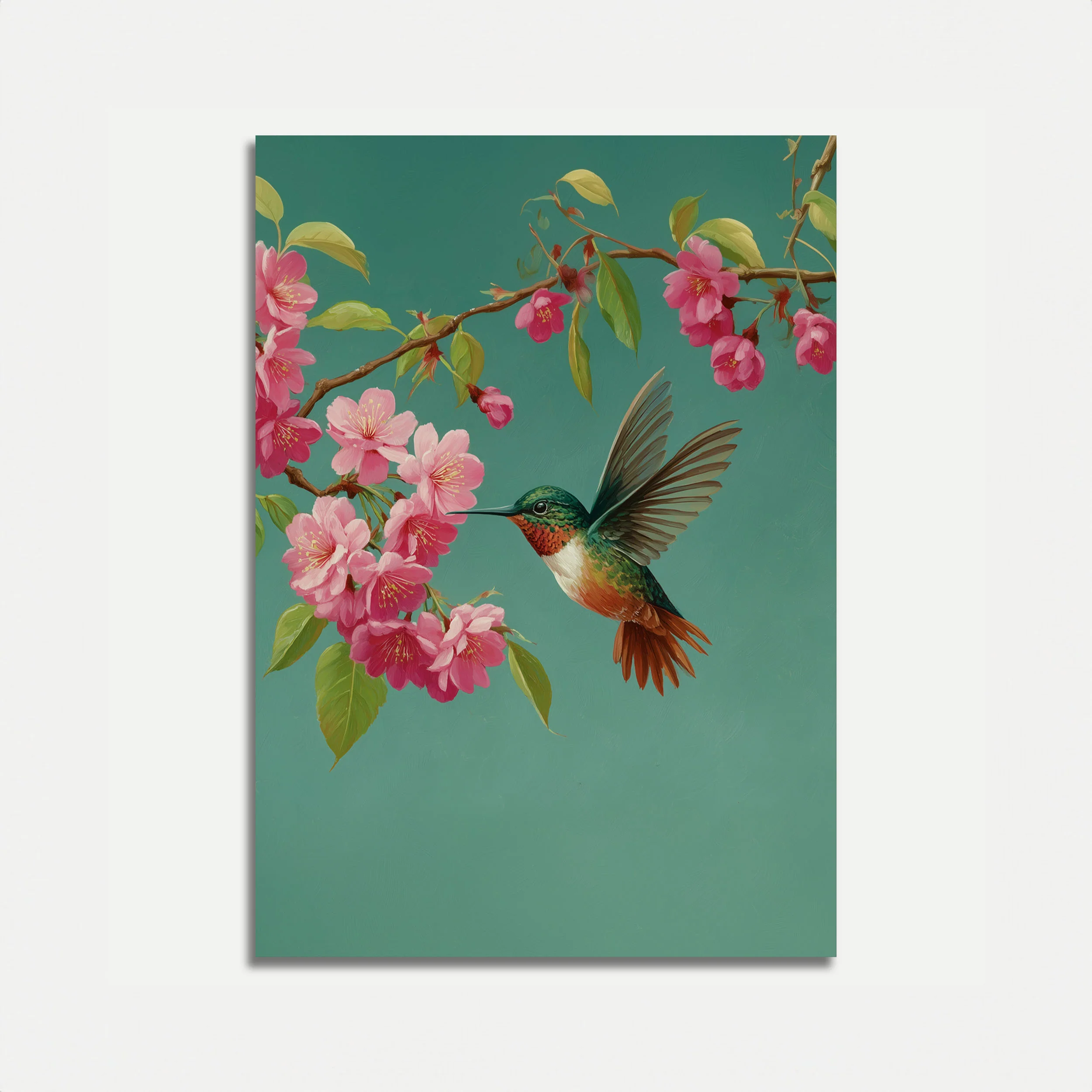Hummingbird Cherry Blossom Poster