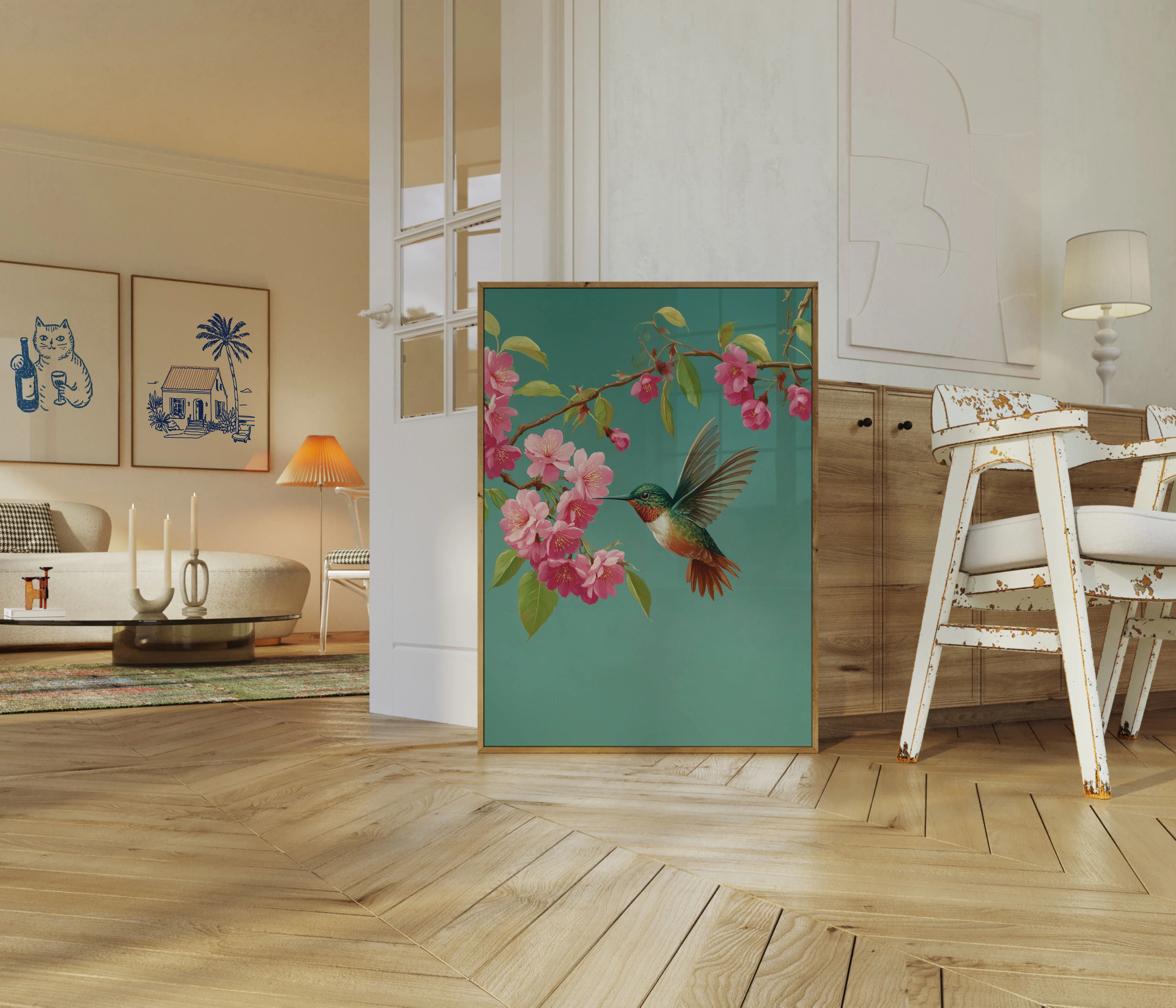 Hummingbird Cherry Blossom Poster - Image 5