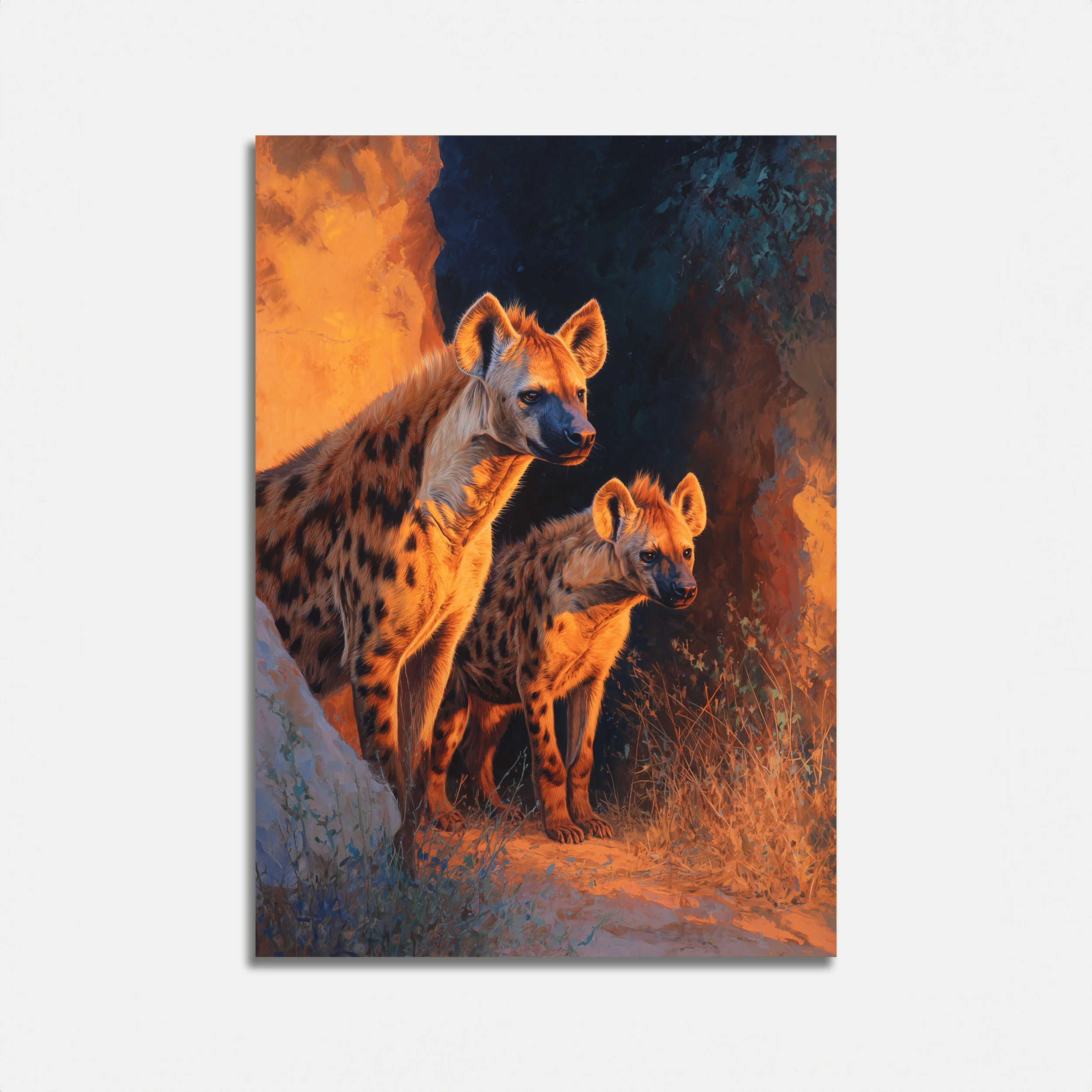 Hyenas in Golden Canyon Poster