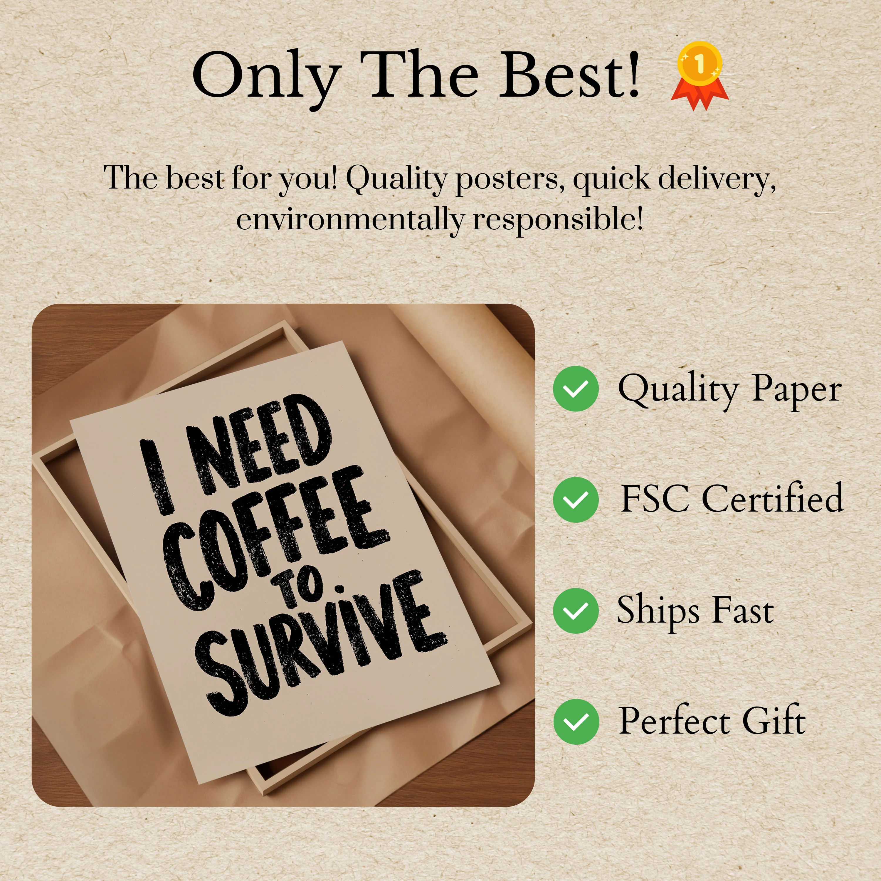 I Need Coffee to Survive Poster - Image 3
